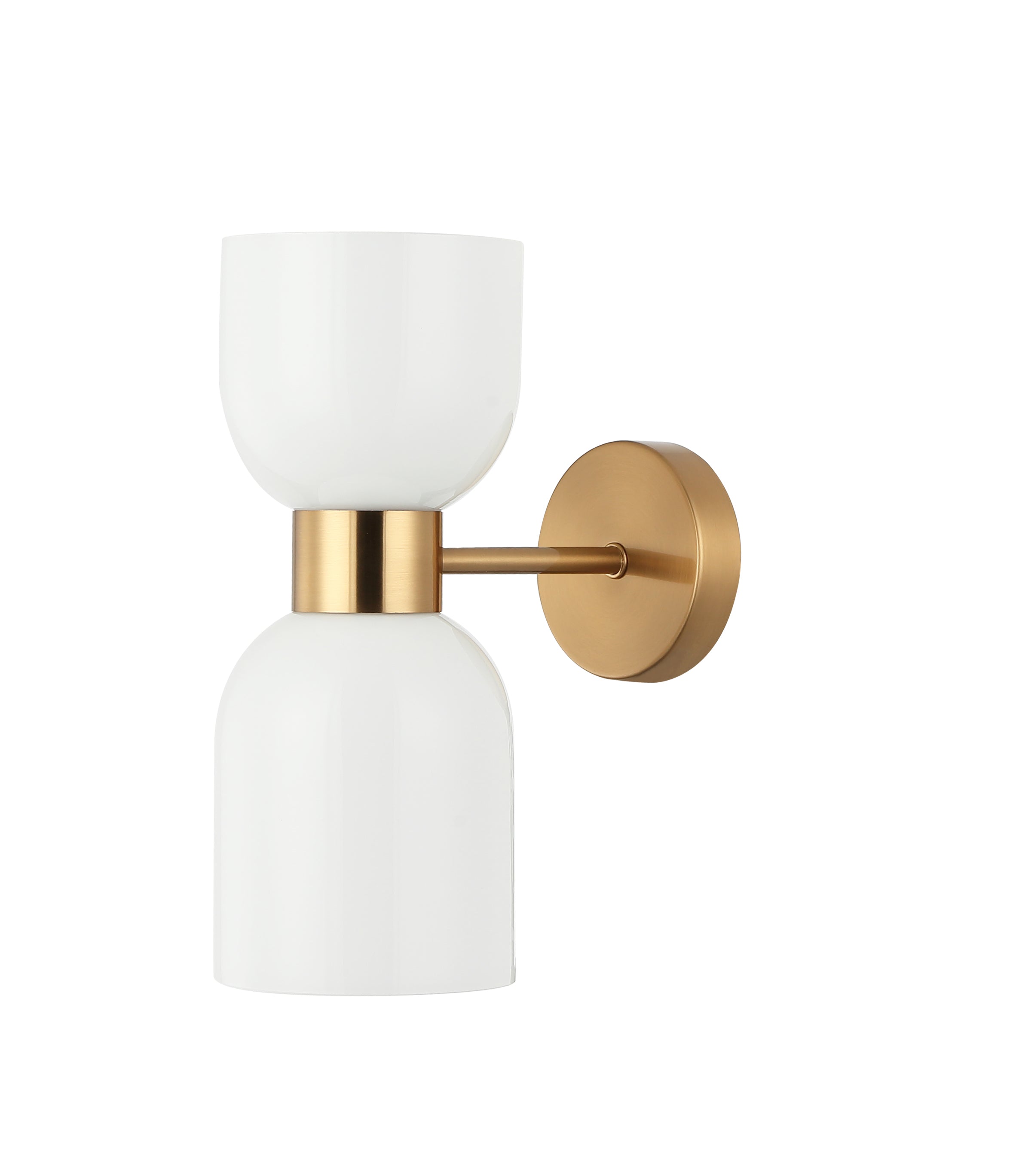 Wall Int S/M ES X 2 Opal 2 X Glass Ellipse W/Brass Round Bracket L215mm (Up/Dn)