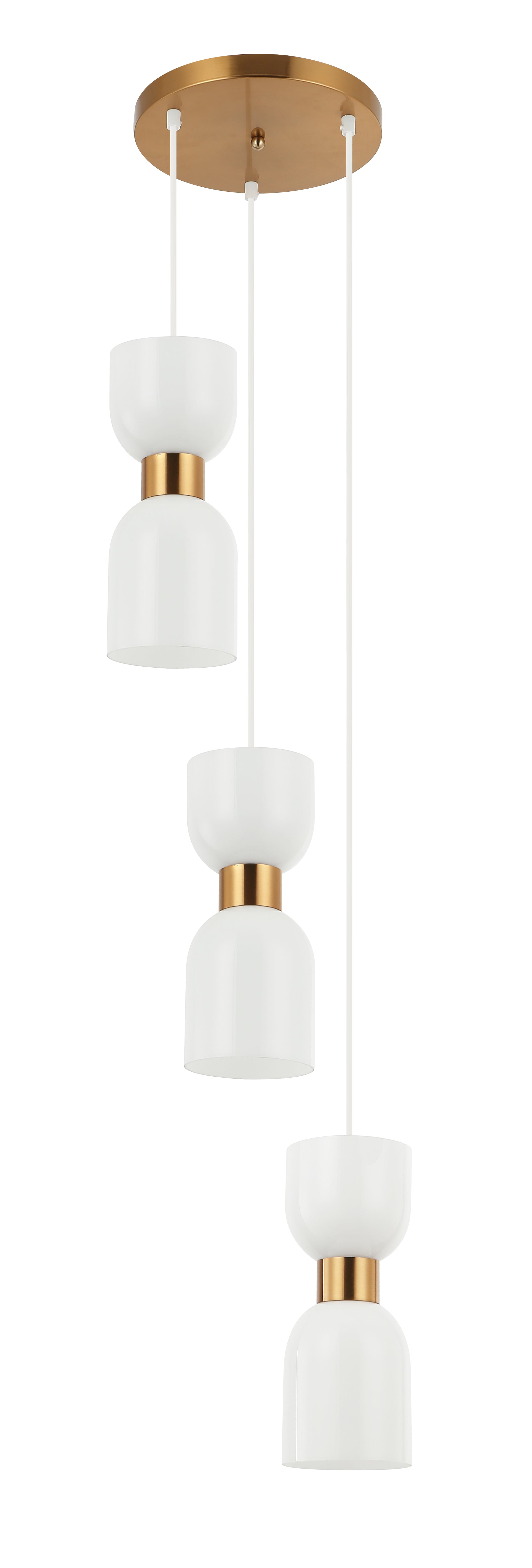 Pendant ES X 3 Opal 2 X Glass Ellipse W/Brass OD 320mm Round Base