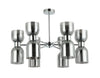 Pendant ES X 12 Smokey Black 2Xglass Ellipse Chrome W/6 Arms OD 650mm Round Base