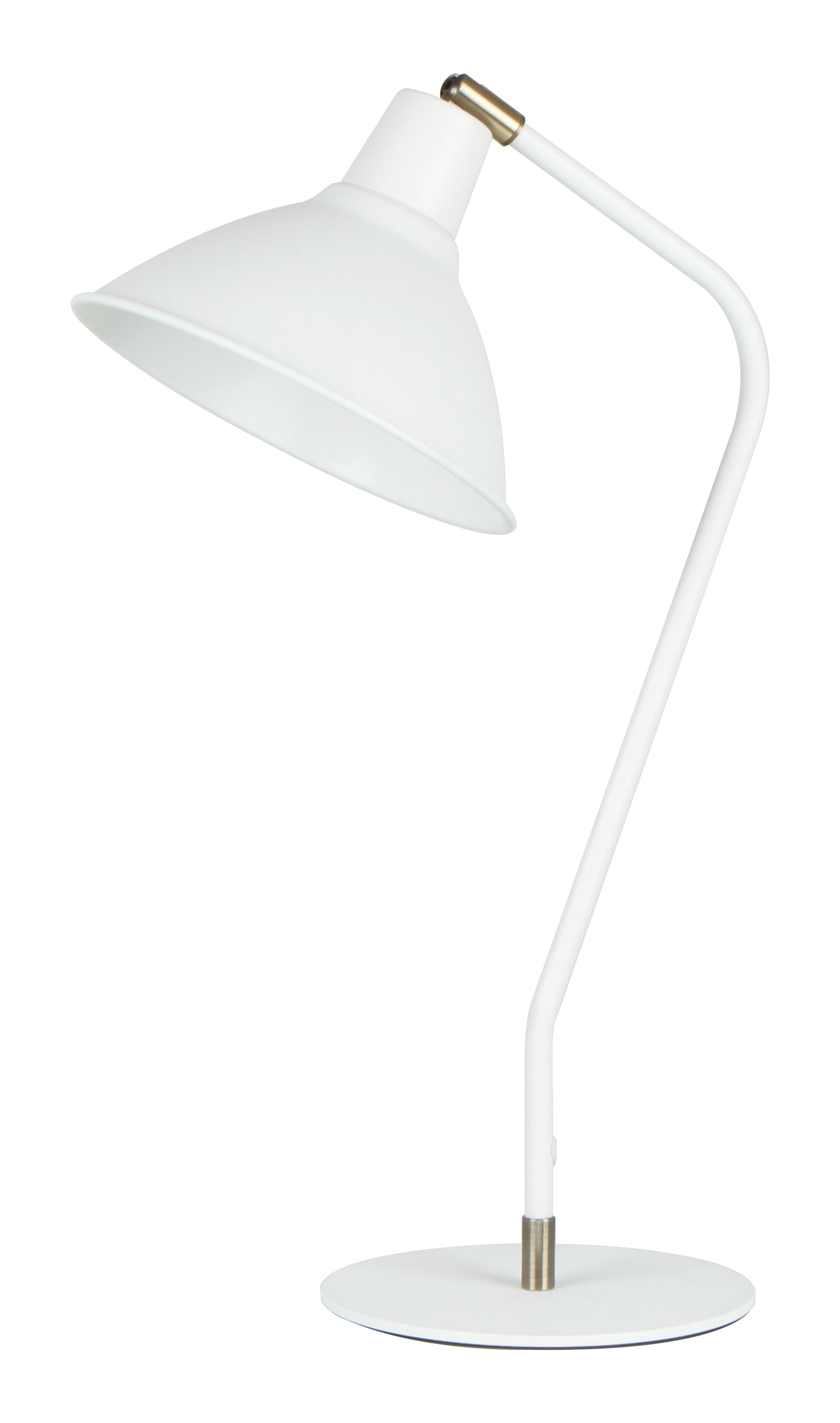 Table ES Matt White Cone W/Ant Brass Highlight OD 203mm (Shade) Adjustable Head