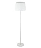 Floor ES White Slanted/Pleated Shade OD 360mm W/Chrome & White Adjustable ROD & Round Base
