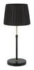 Table ES Black Slanted/Pleated Shade OD 250mm W/Ant Brass & Black Adjustable ROD & Round Base