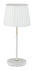 Table ES White Slanted/Pleated Shade OD 250mm W/Ant Brass & White Adjustable ROD & Round Base