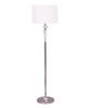 Floor ES White Drum Shade & Chrome Metal ROD & Base W/Crystal OD (Shade ) 380mm