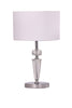 Table ES White Drum Shade & Chrome Metal Base W/Crystal BOD y OD (Shade ) 300mm