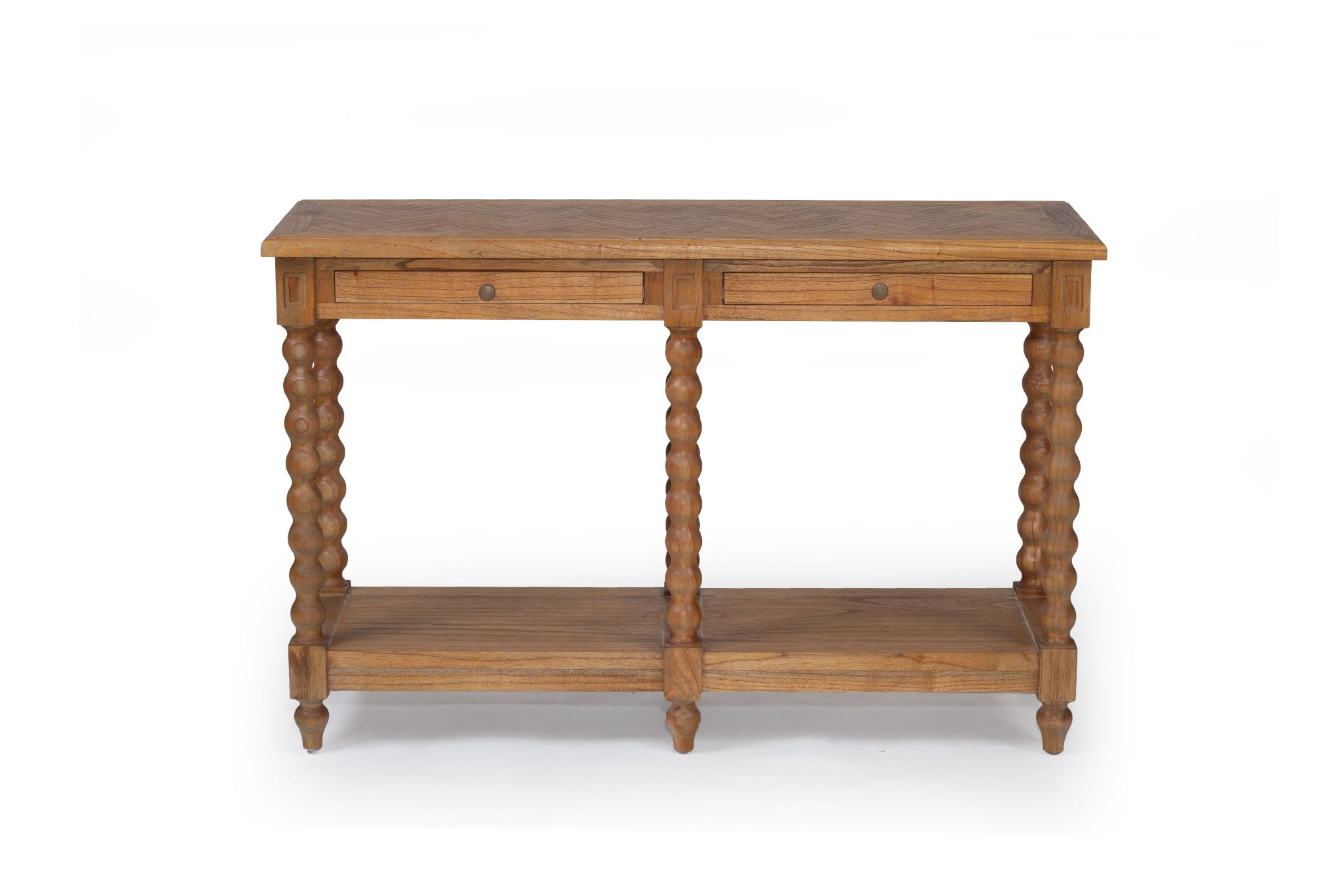 Stradbroke Bobbin Console Table - Herringbone top with 2 drawer