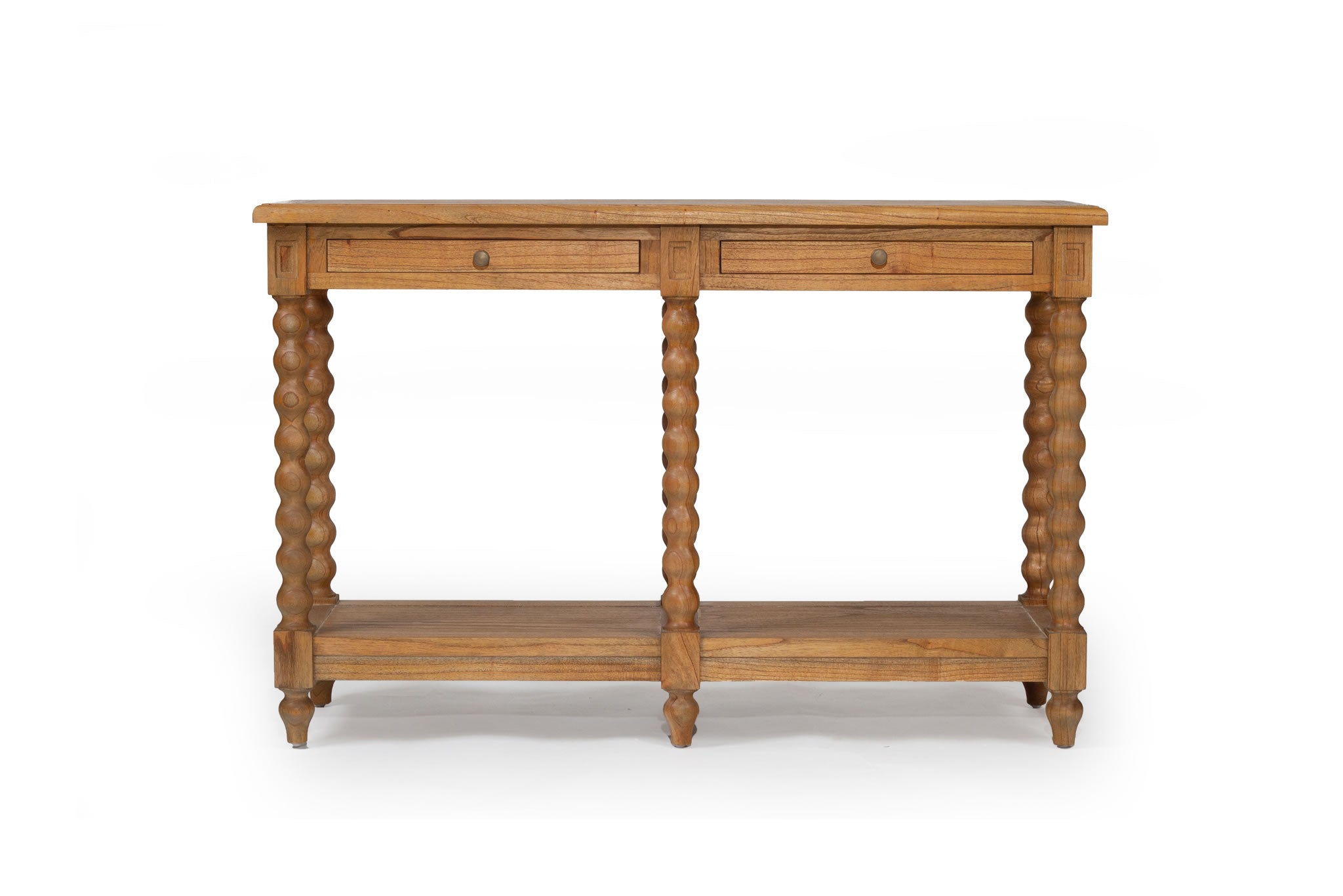 Stradbroke Bobbin Console Table - Herringbone top with 2 drawer