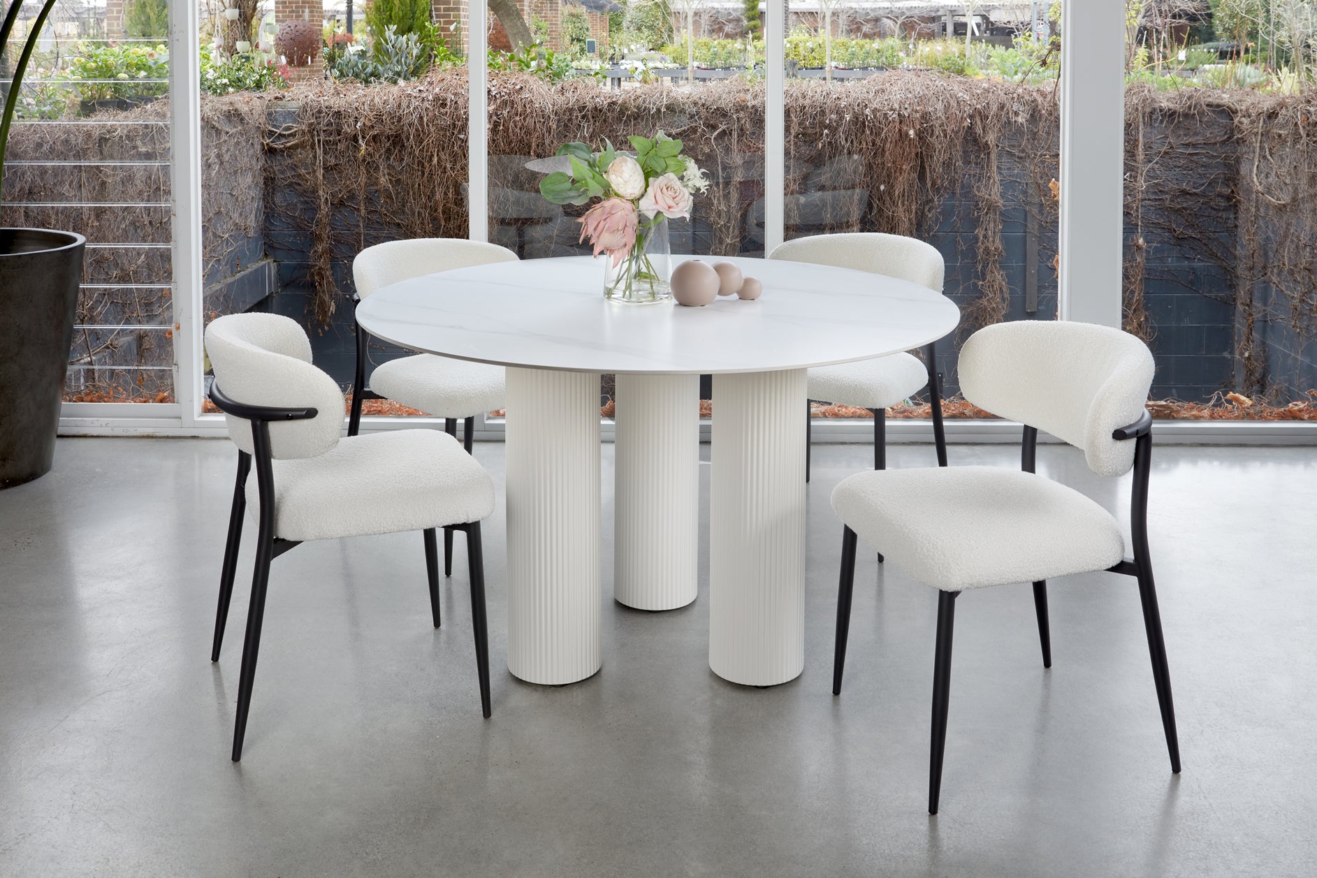 Coen Round Dining Table - White Sevella