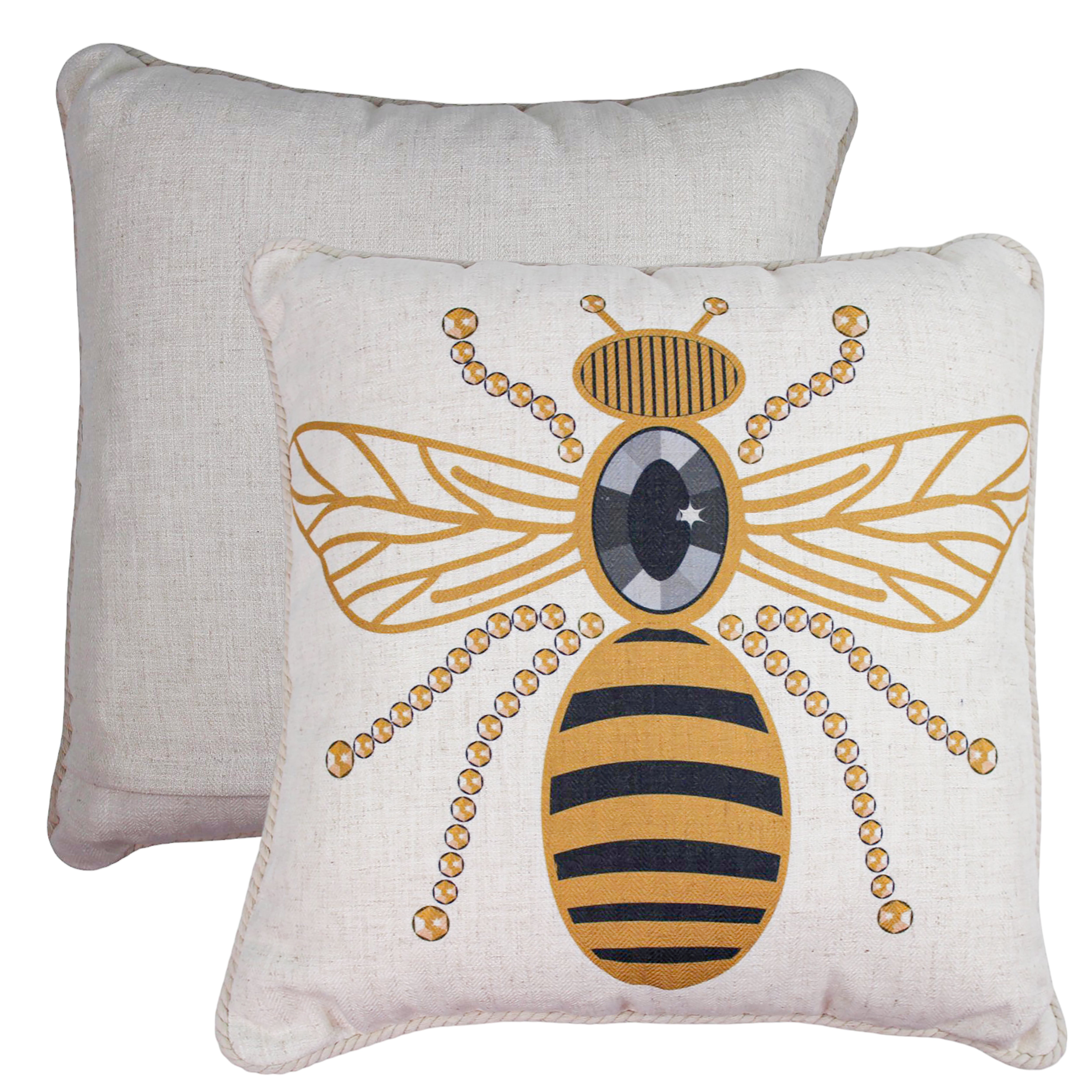 Bee-Jeweled Linen Cushion 50x50cm