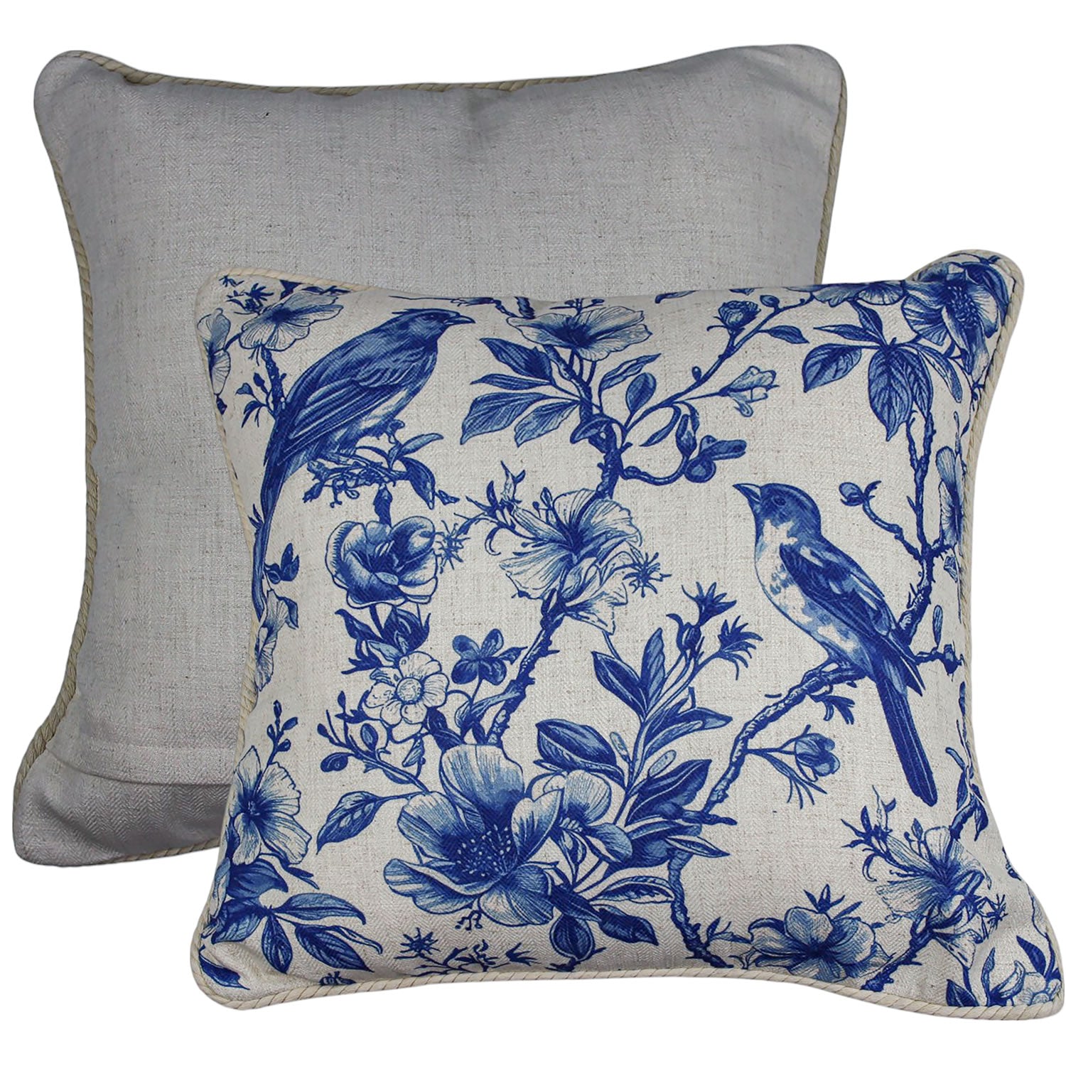 Blue Tweet Linen Cushion 50x50cm