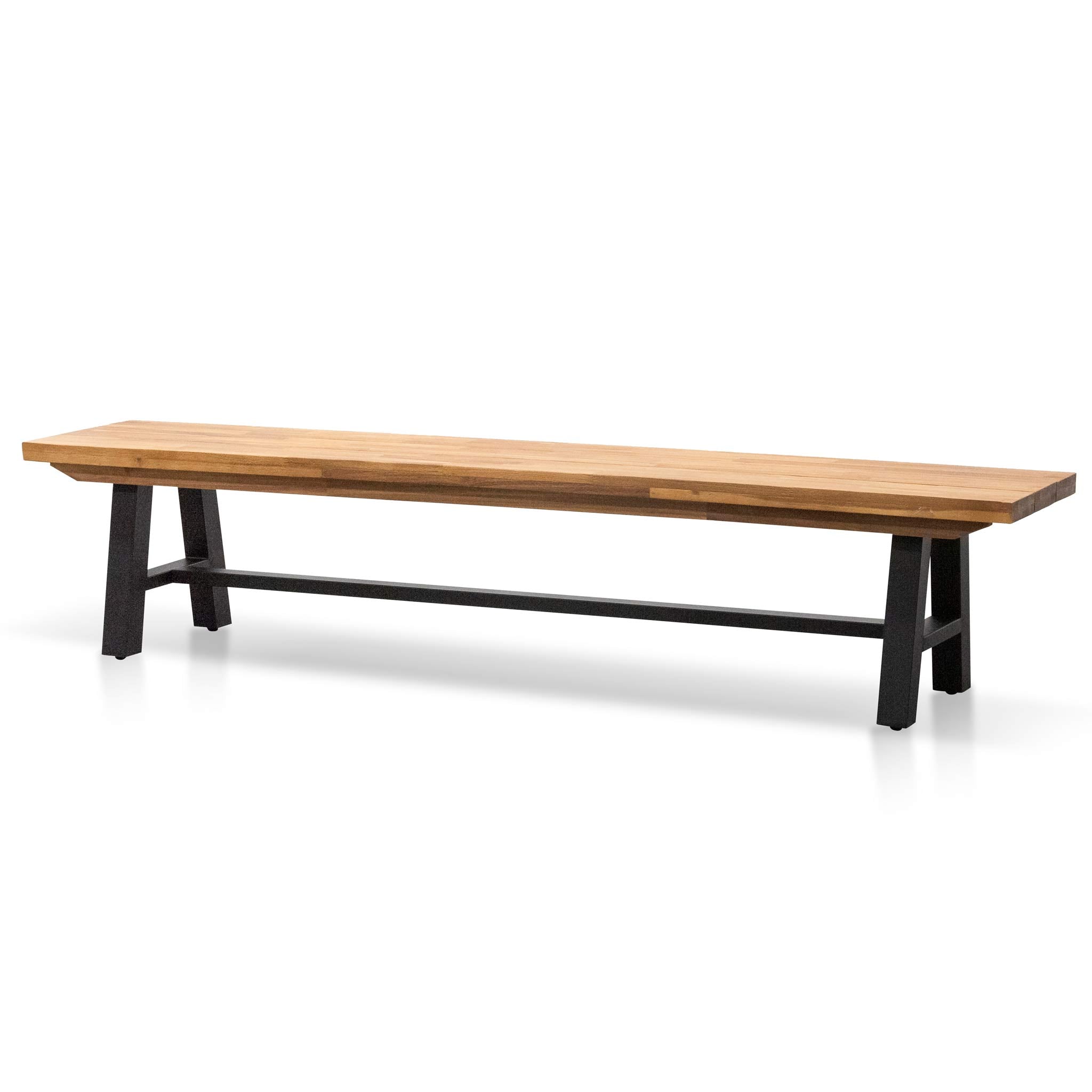 Ellis Outdoor Wooden Bench - Natural Top and Black Legs