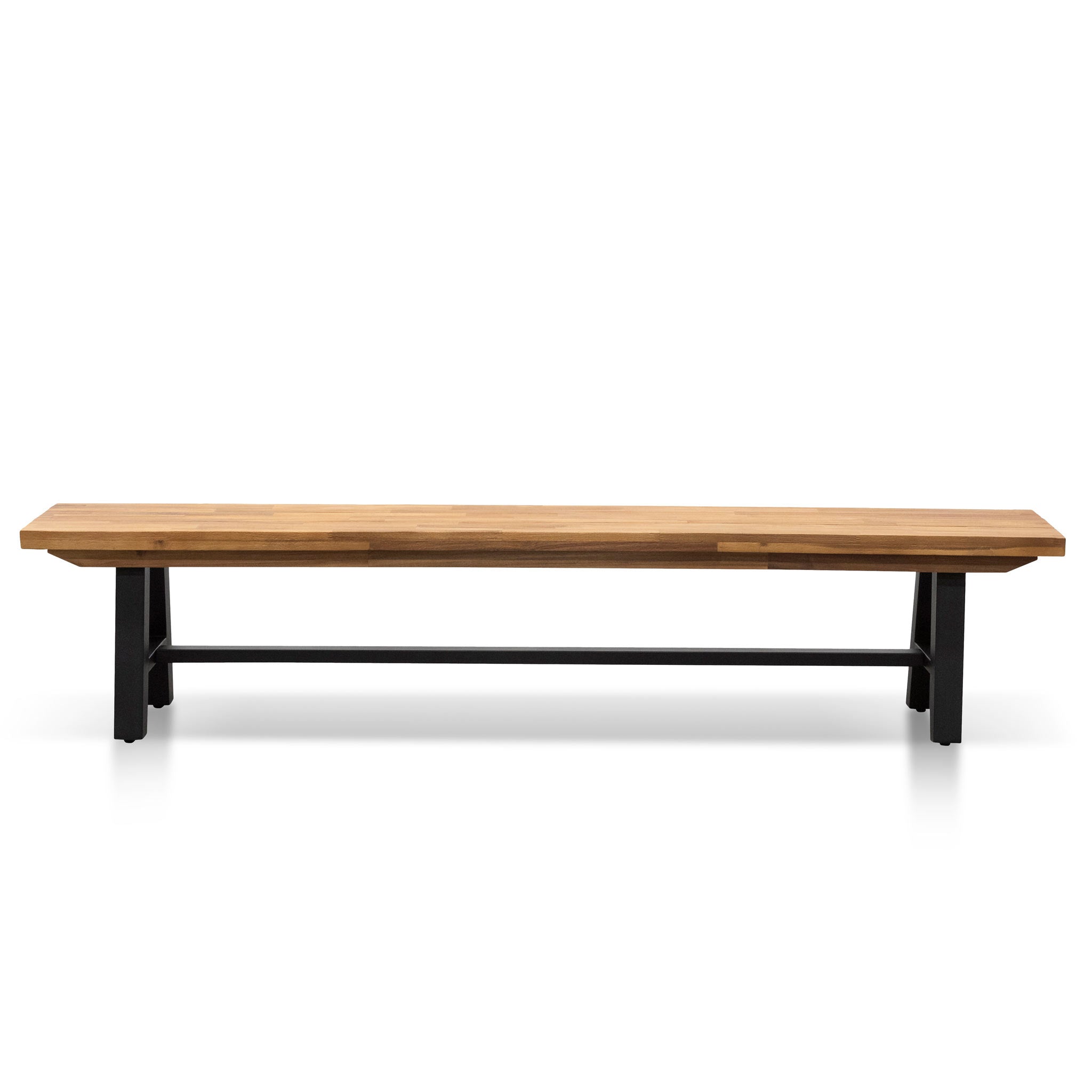 Ellis Outdoor Wooden Bench - Natural Top and Black Legs