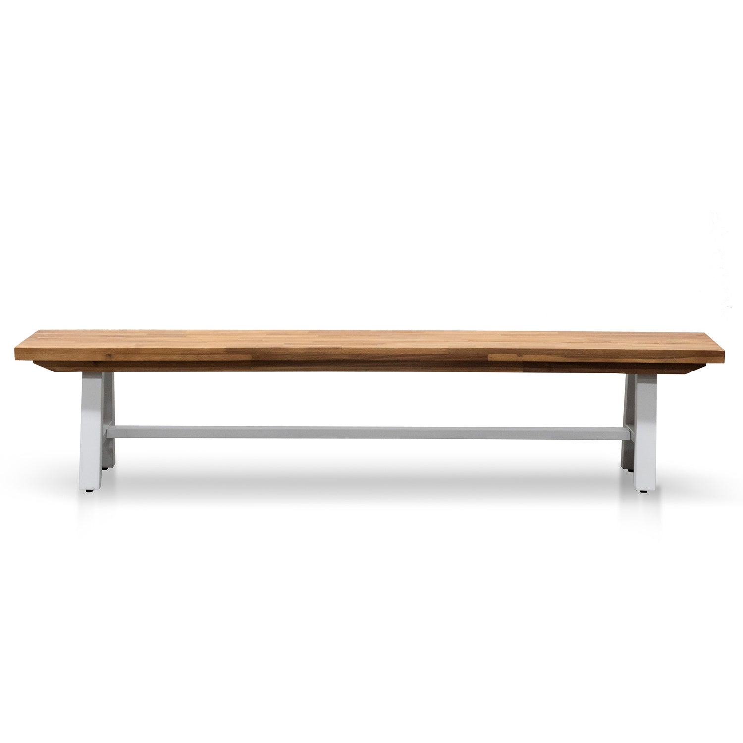 Ellis Outdoor Wooden Bench - Natural Top and White Legs