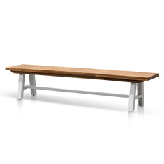 Ellis Outdoor Wooden Bench - Natural Top and White Legs
