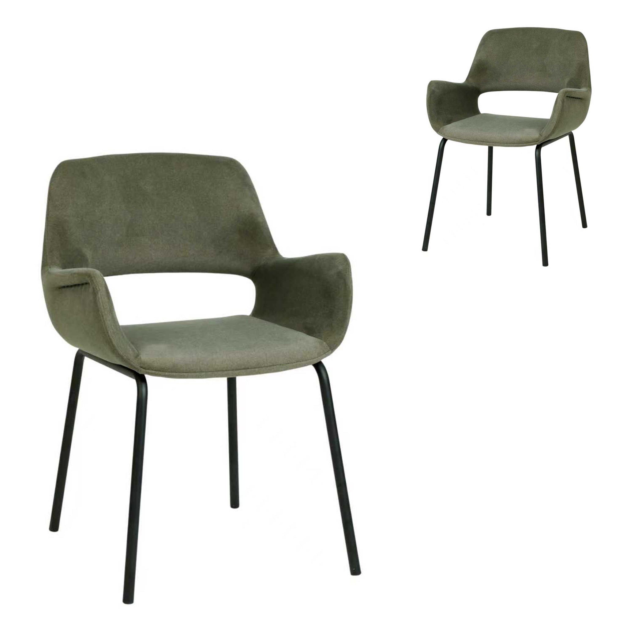 Kendry Black Dining Chair - Dark Moss Green (Set of 2)