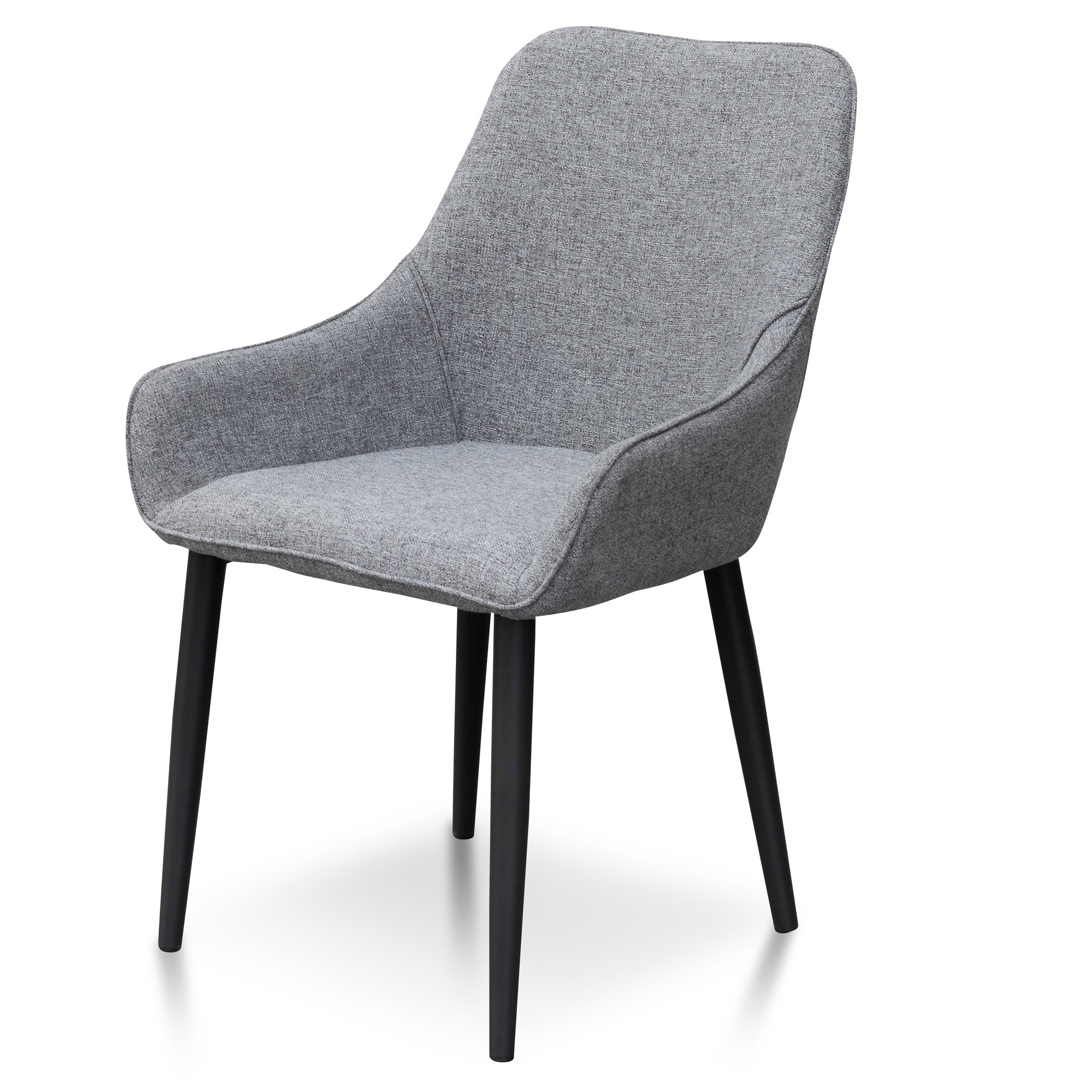 Acosta Pebble Grey Velvet Dining Chair with Black Legs (Set of 2)