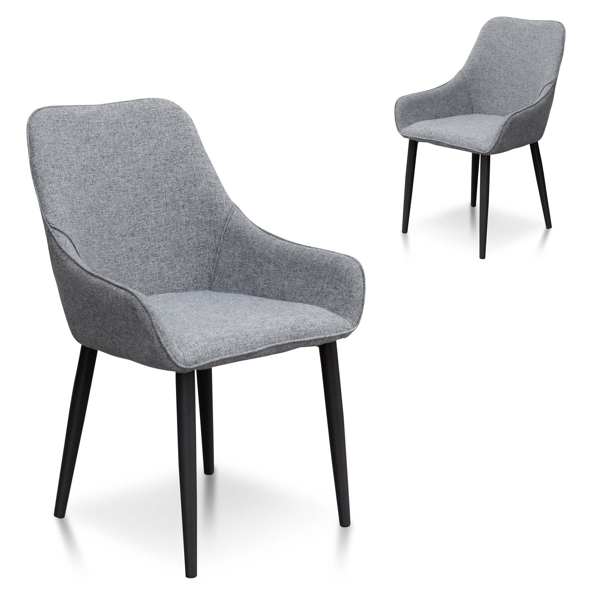 Acosta Pebble Grey Velvet Dining Chair with Black Legs (Set of 2)