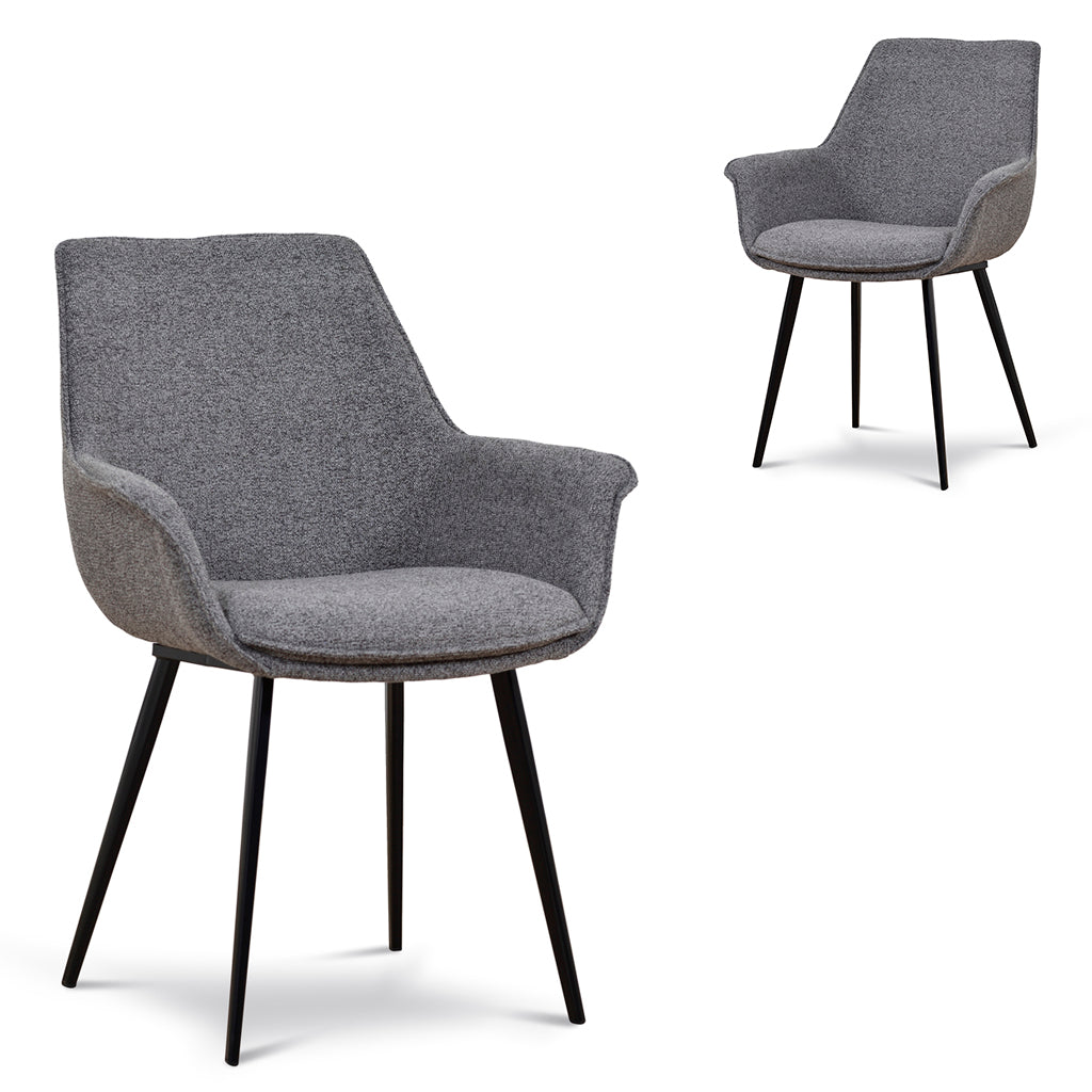Nola Fabric Dining Chair - Spec Charcoal (Set of 2)