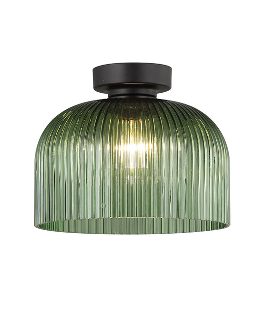 Batten Fitting Vintaj Green Glass Shade Dome OD 200mm
