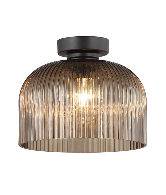 Batten Fitting Vintaj Amber Glass Shade Dome OD 200mm