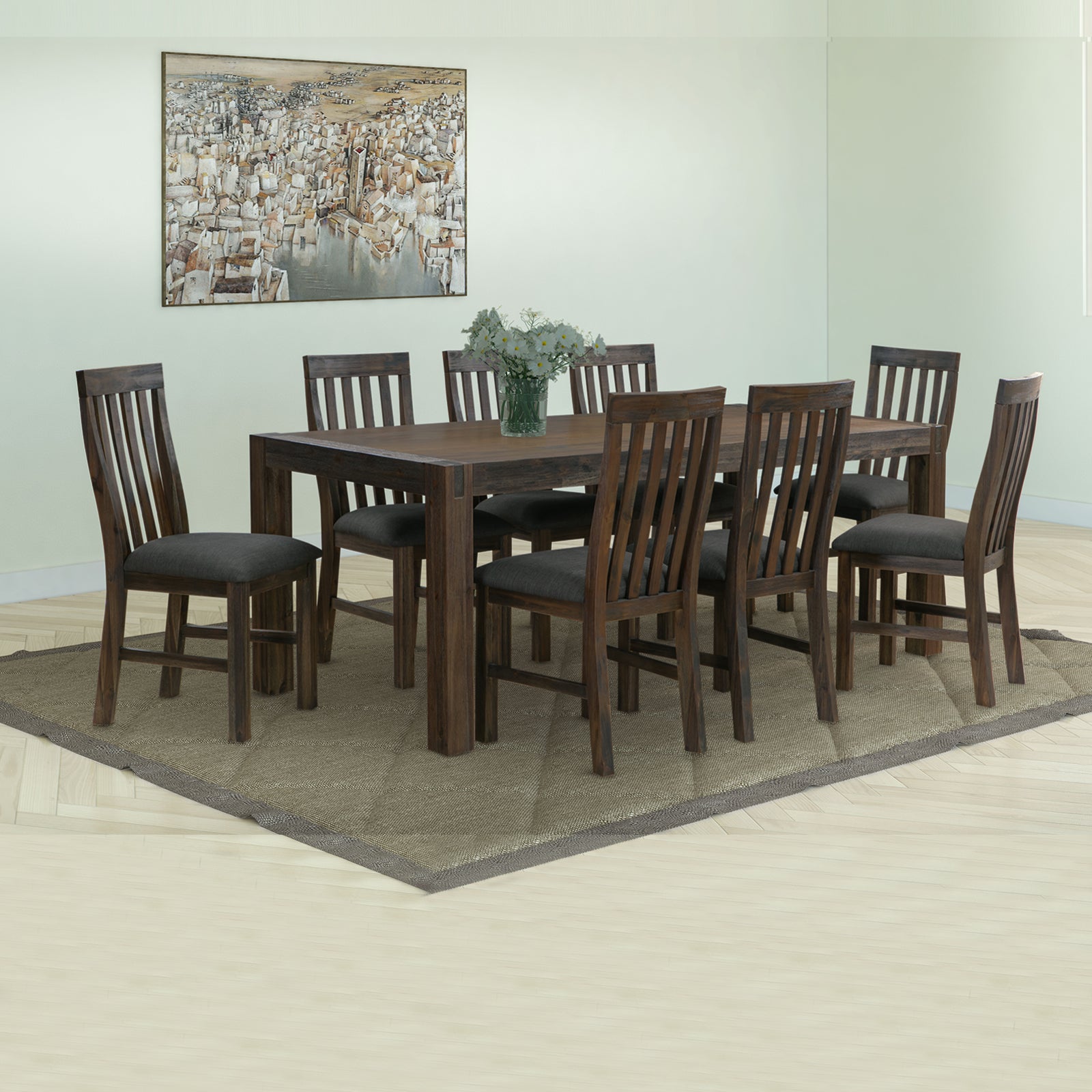 Noor 9 Pieces Dining Set - Chocolate