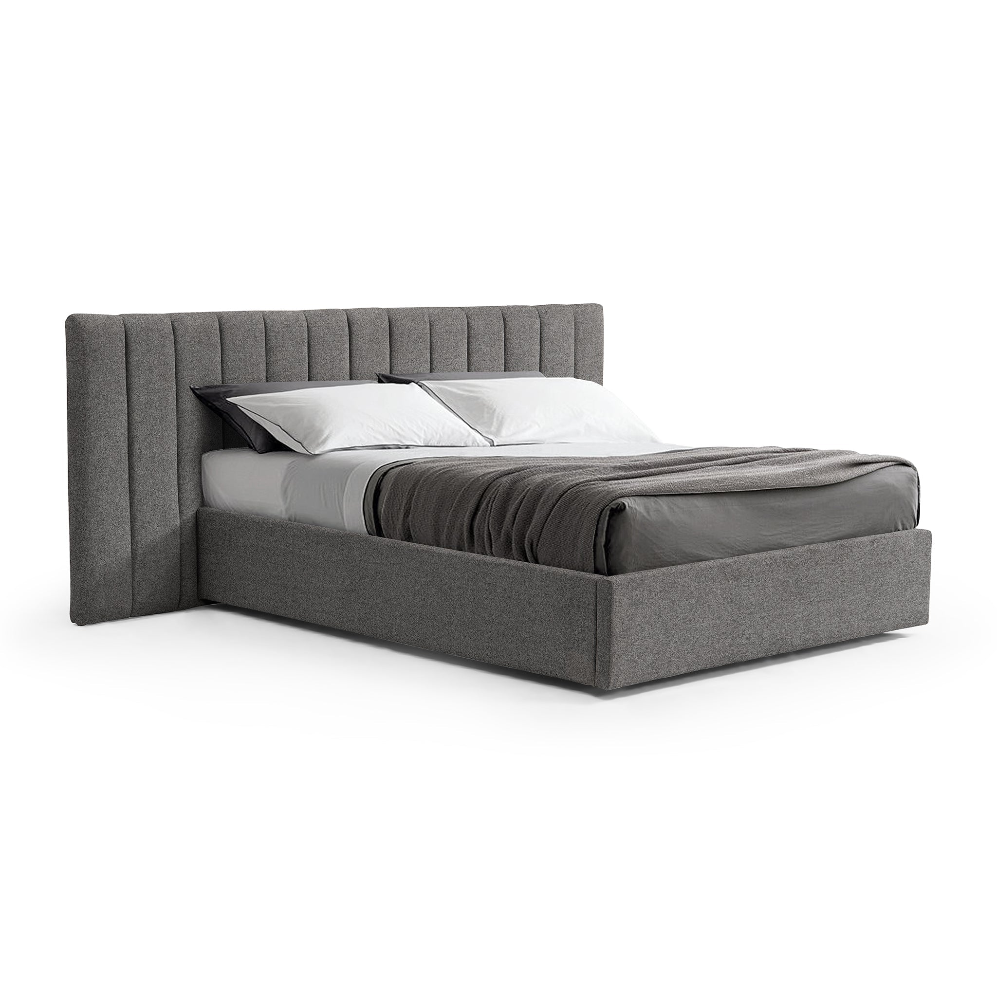 Ralph Wide Base Queen Bed Frame - Spec Charcoal