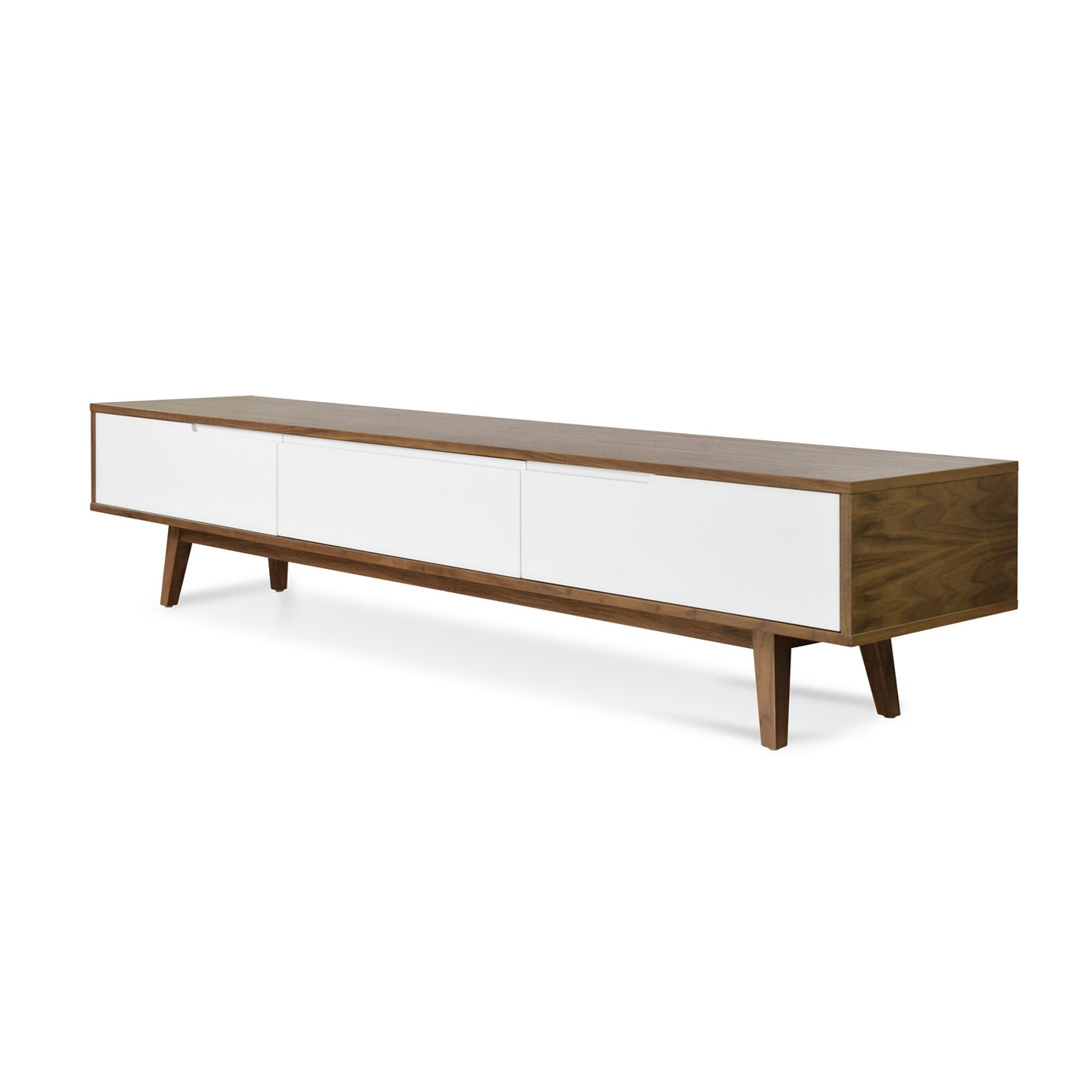 Marc 2.1m Wooden Scandinavian Lowline TV Entertainment Unit - Walnut