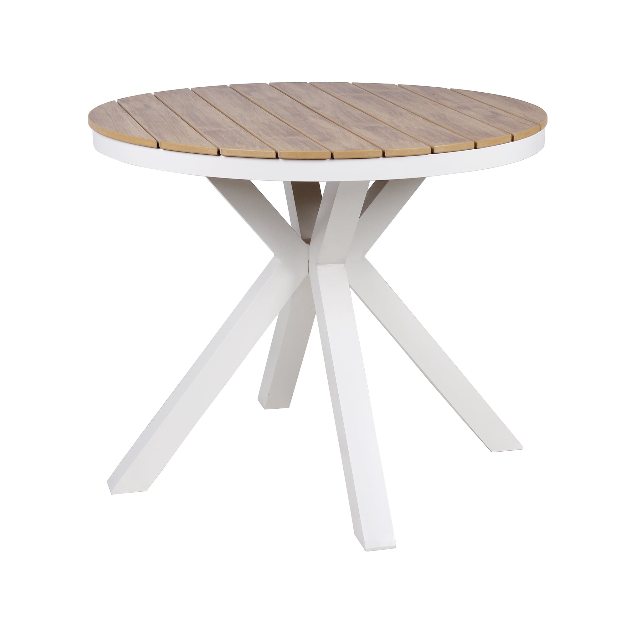 Vanesa 90cm Round Sand White Outdoor Dining Table - Natural