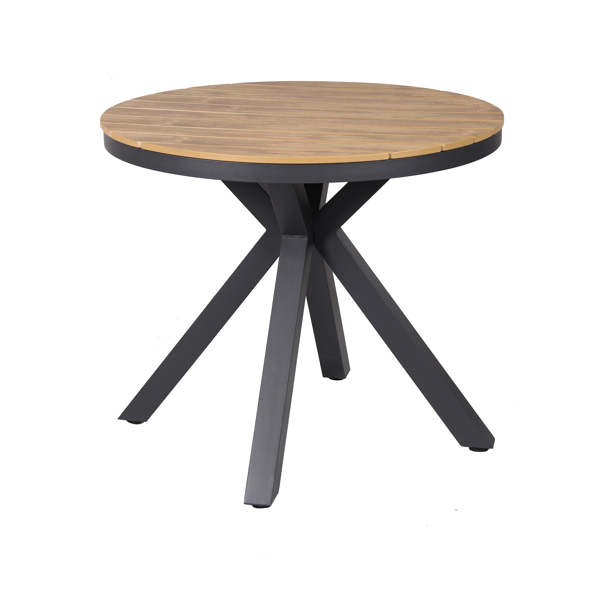 Vanesa 90cm Round Charcoal Outdoor Dining Table - Natural