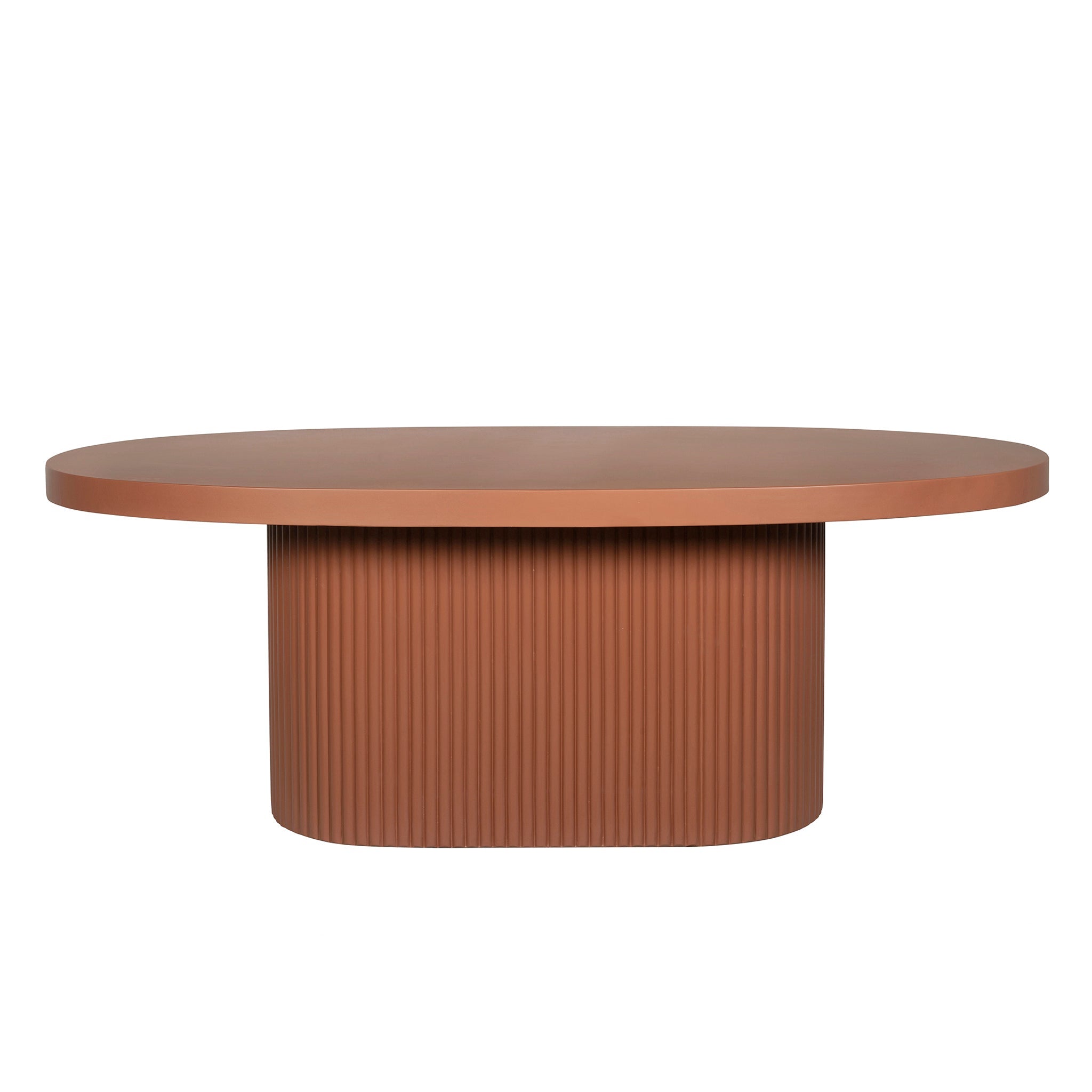 Alaric 2m Concrete Oval Dining Table - Terracotta