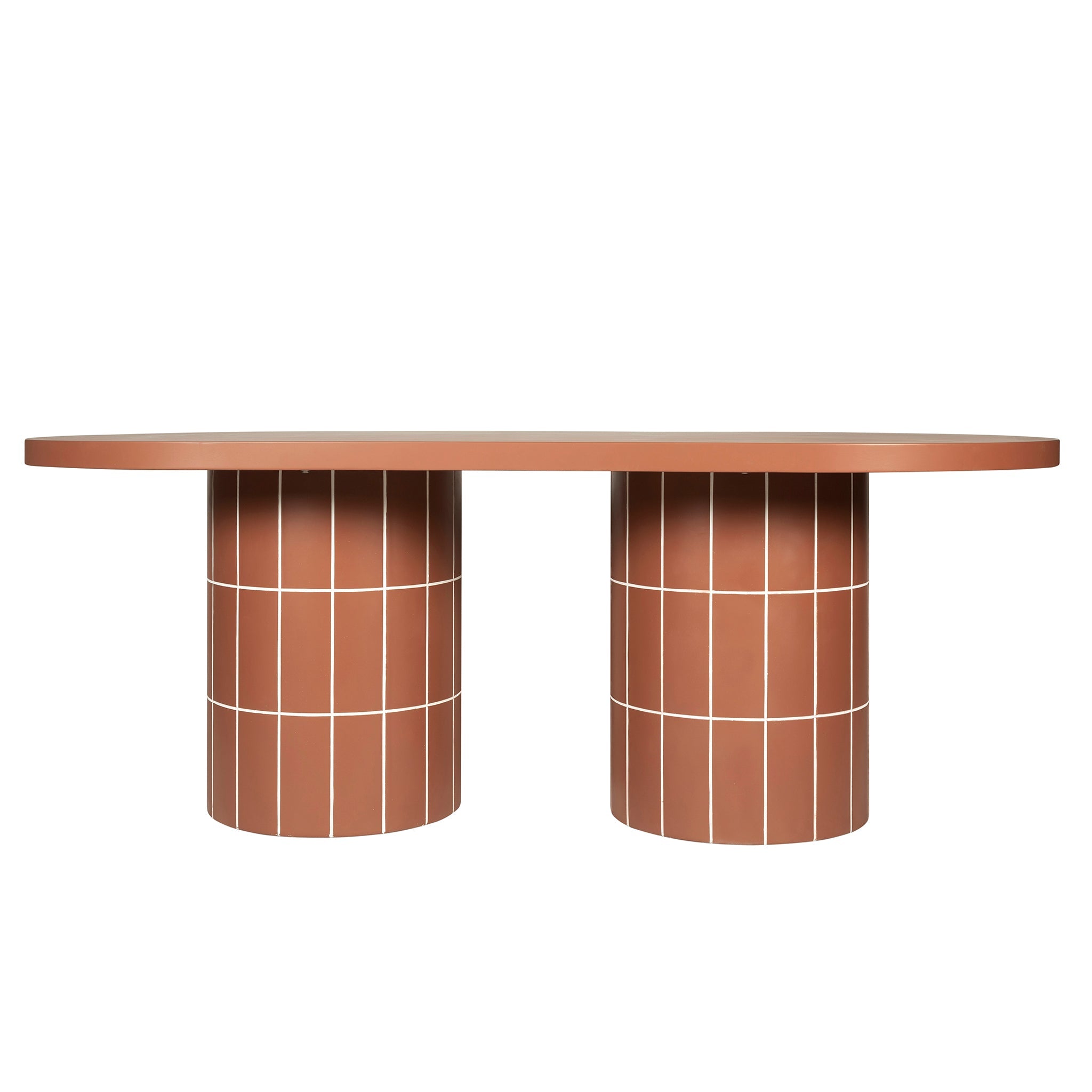 Lutetia 2m Concrete Oval Dining Table- - Terracotta