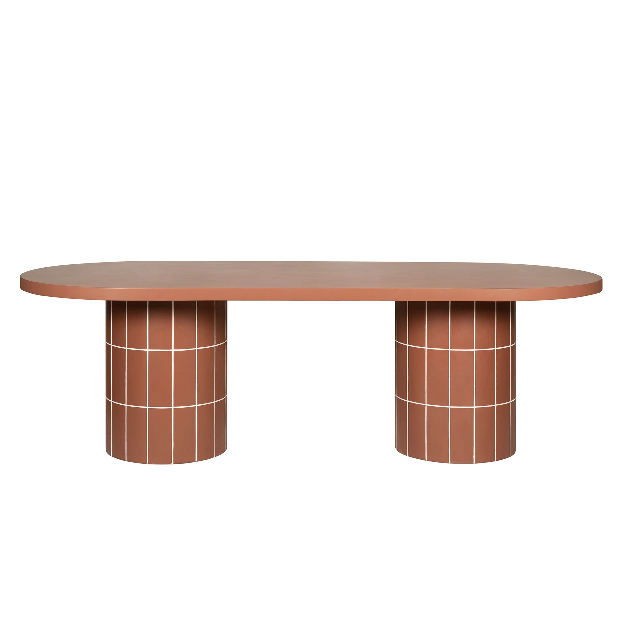 Lutetia 2.4m Concrete Oval Dining Table - Terracotta