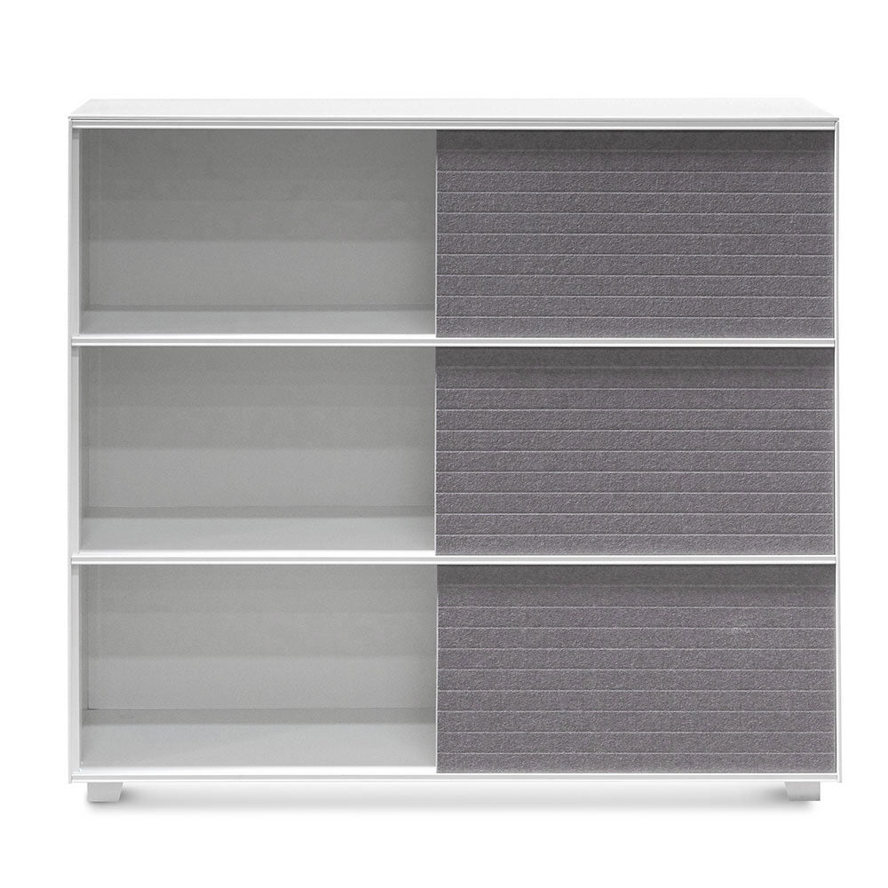 Winford Inter-layered White Storage Cabinet - Grey Doors