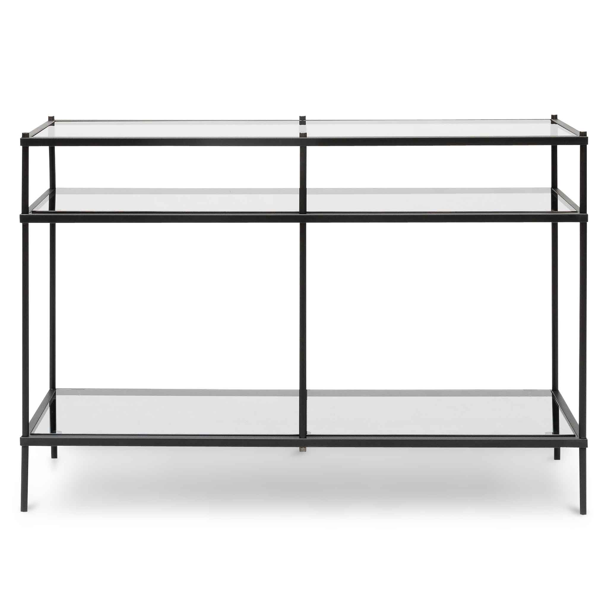 Trevino  1.2m Grey Glass Console Table - Black Base