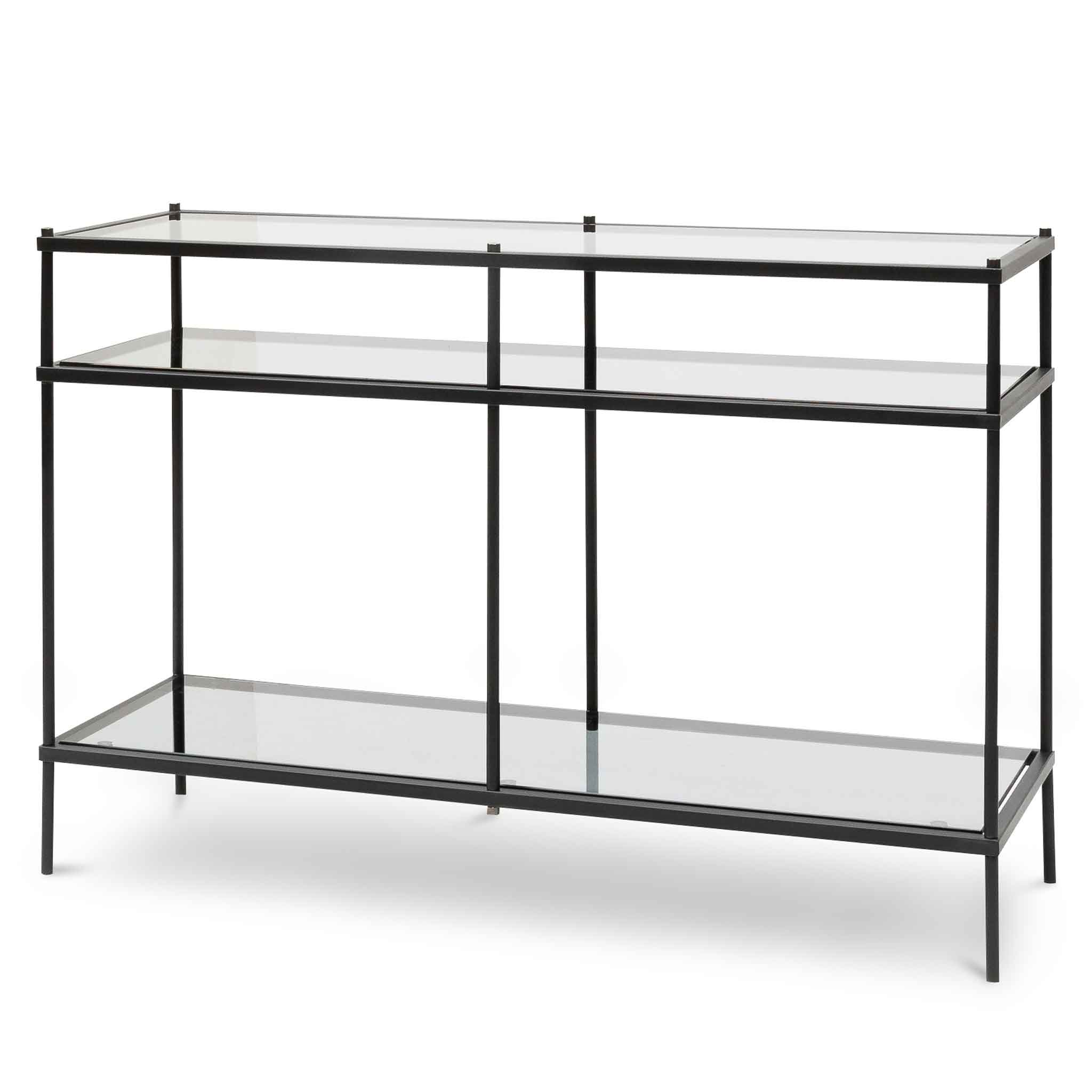 Trevino  1.2m Grey Glass Console Table - Black Base