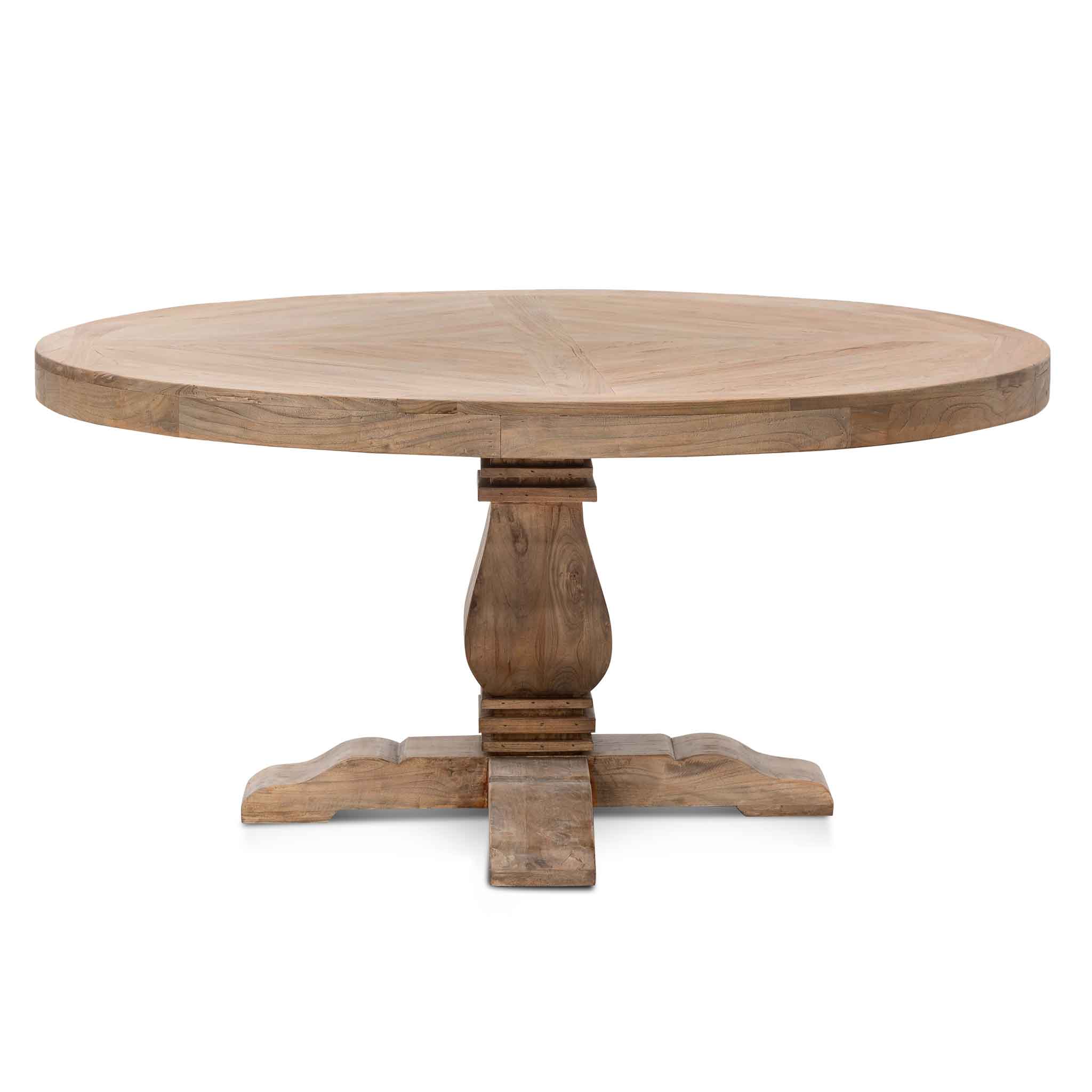 Kara Reclaimed 1.6m Round Dining Table – Natural Top – Natural Base