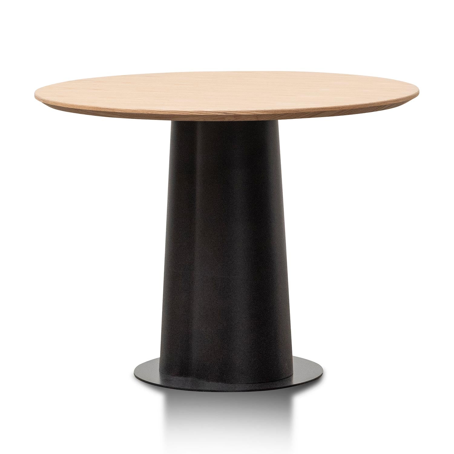 Polly Round Wooden Dining Table - Natural Top and Black Base