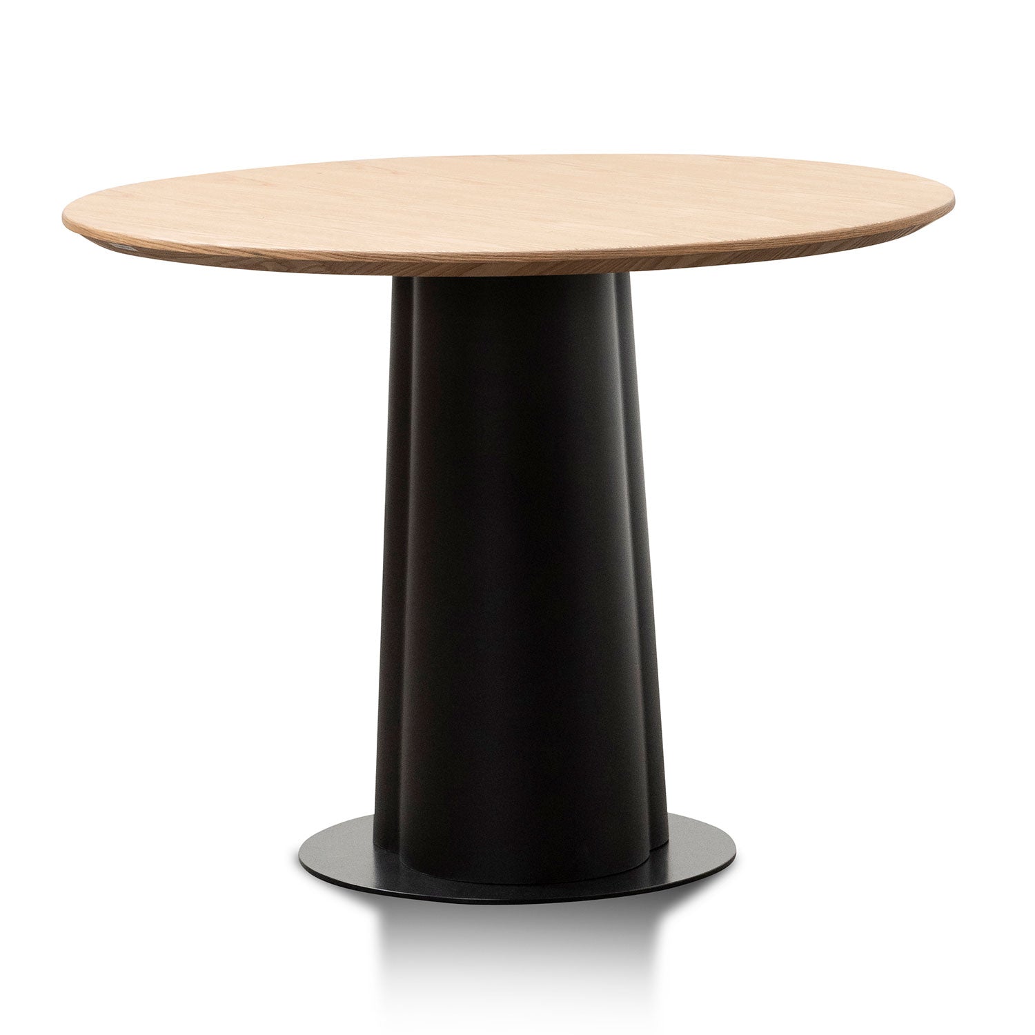 Polly Round Wooden Dining Table - Natural Top and Black Base