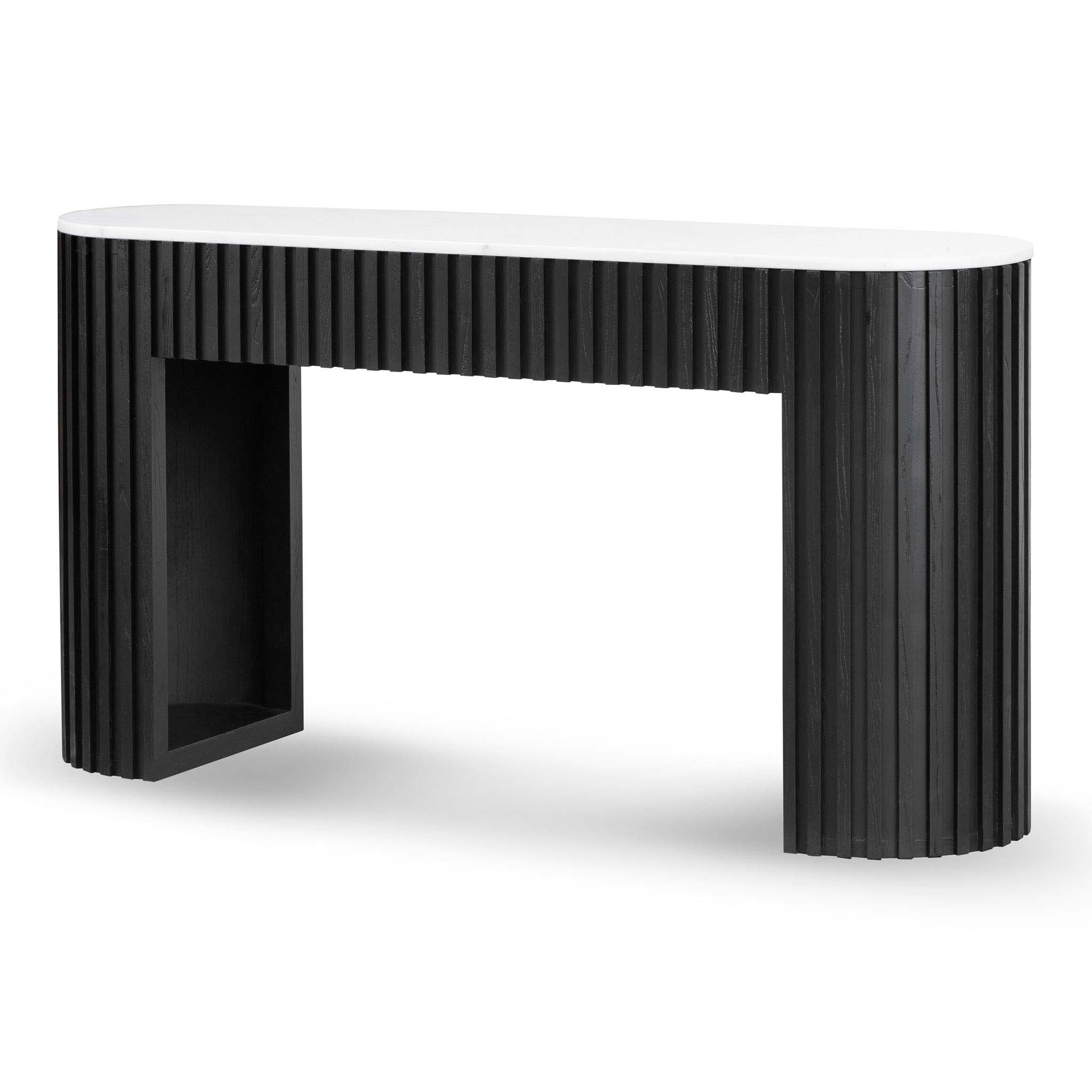 Mcmahon 1.5m White Marble Console Table - Black