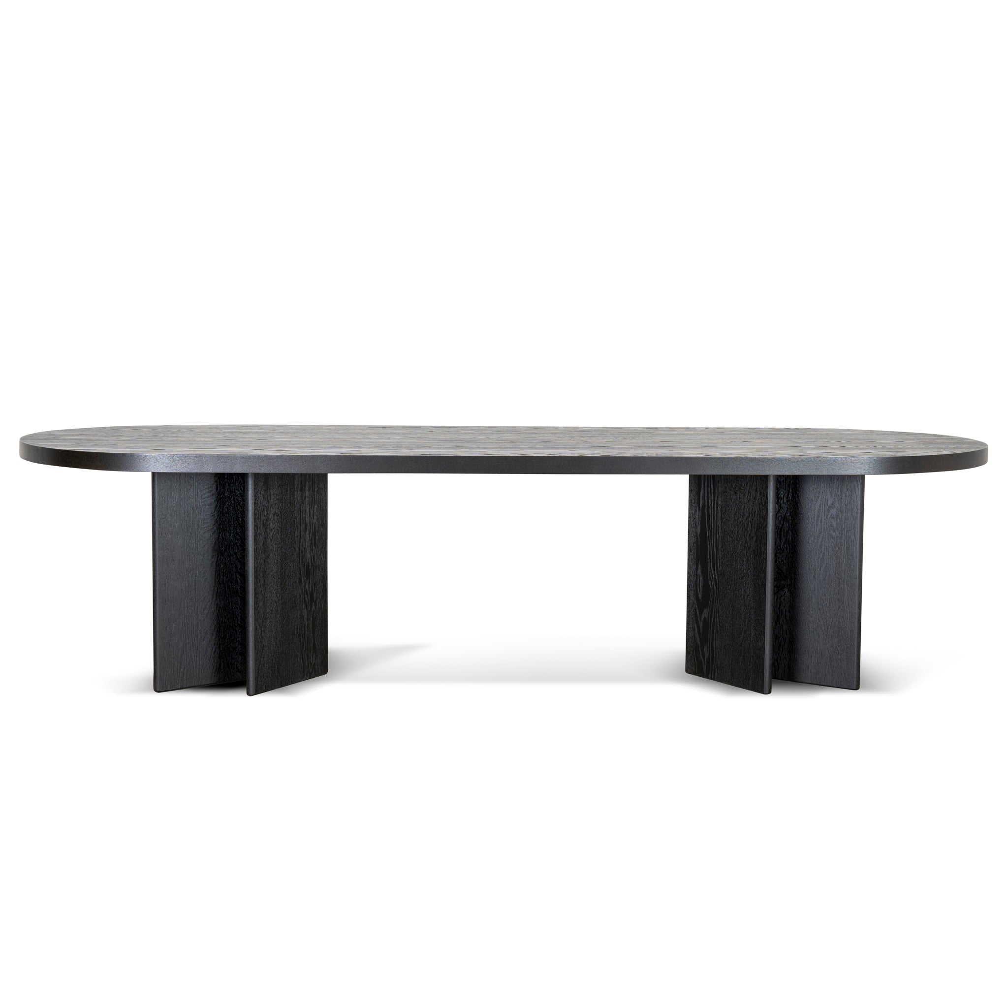 Roshan 3m Pill Shape Dining Table - Textured Espresso Black