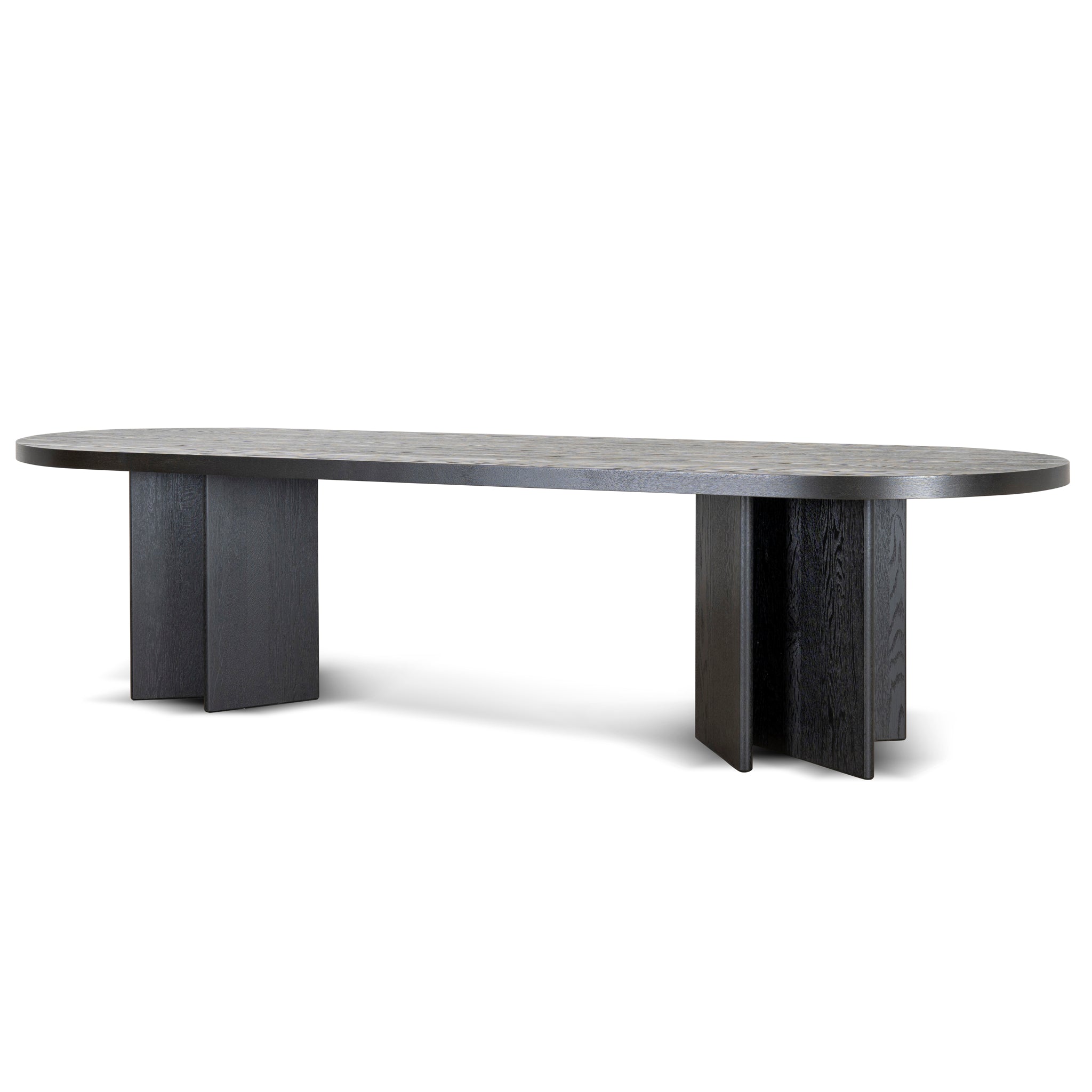 Roshan 3m Pill Shape Dining Table - Textured Espresso Black