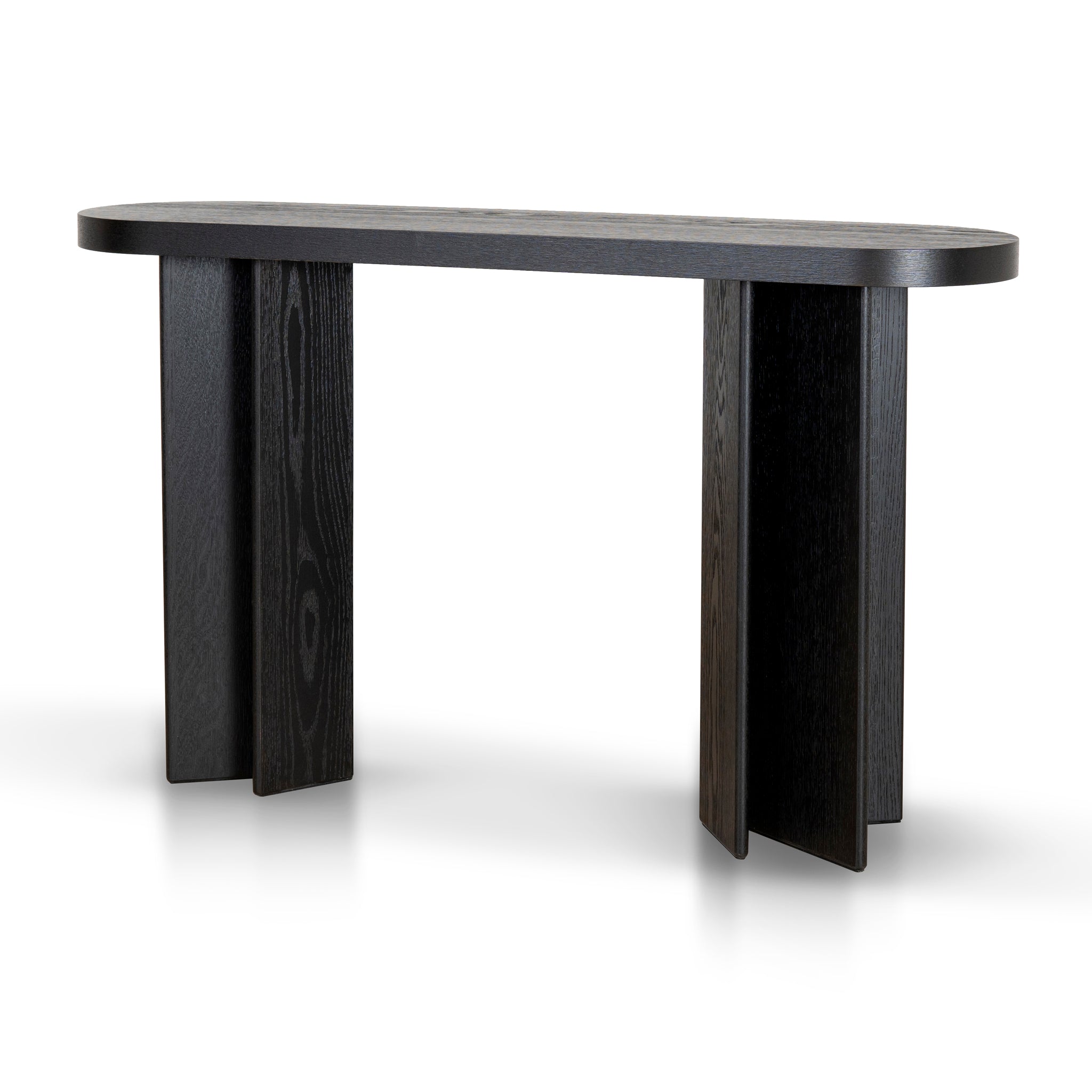 Roshan 1.3m Pill Shape Console Table - Textured Espresso Black