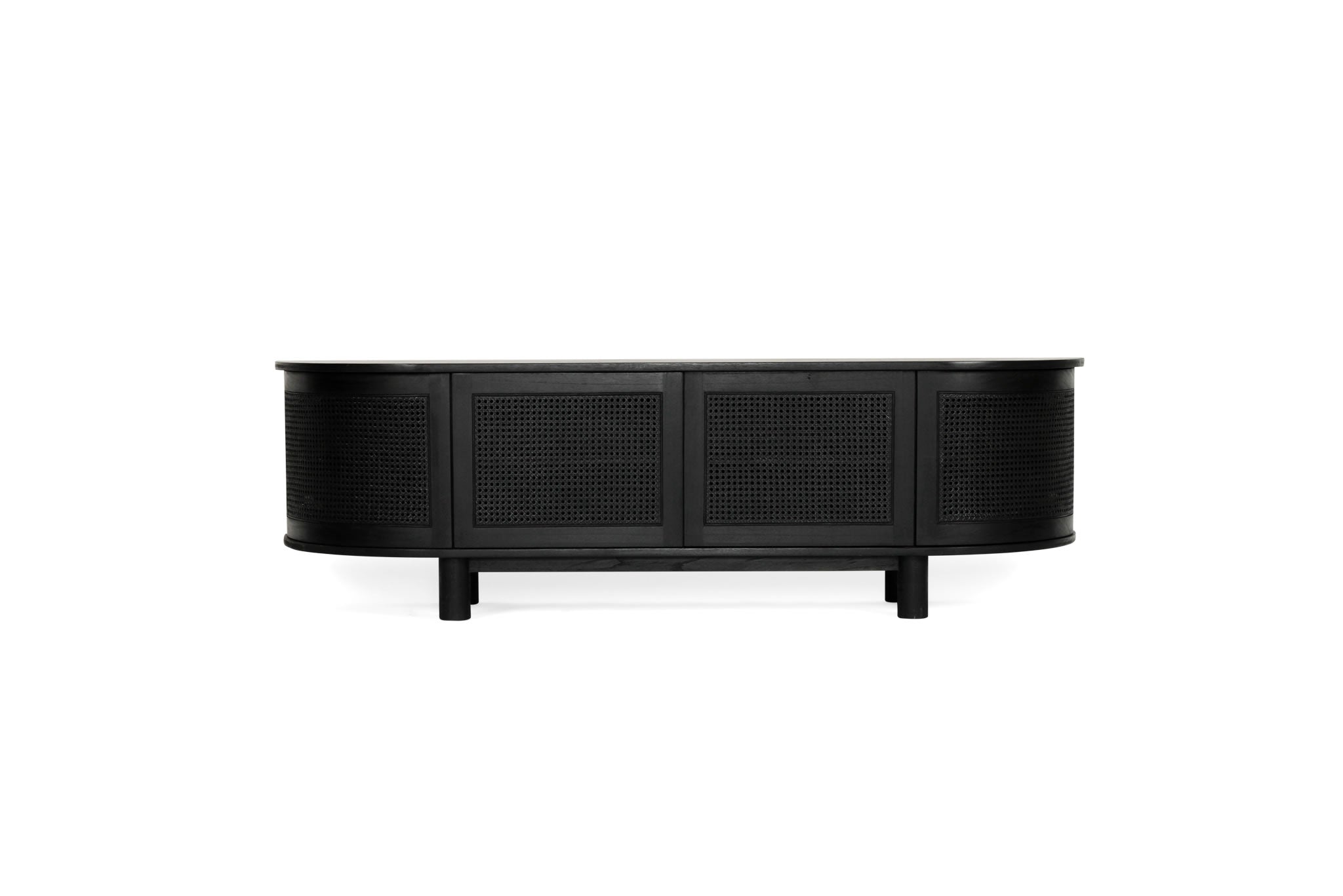 Iluka Entertainment Unit 4 Door Round End - Black