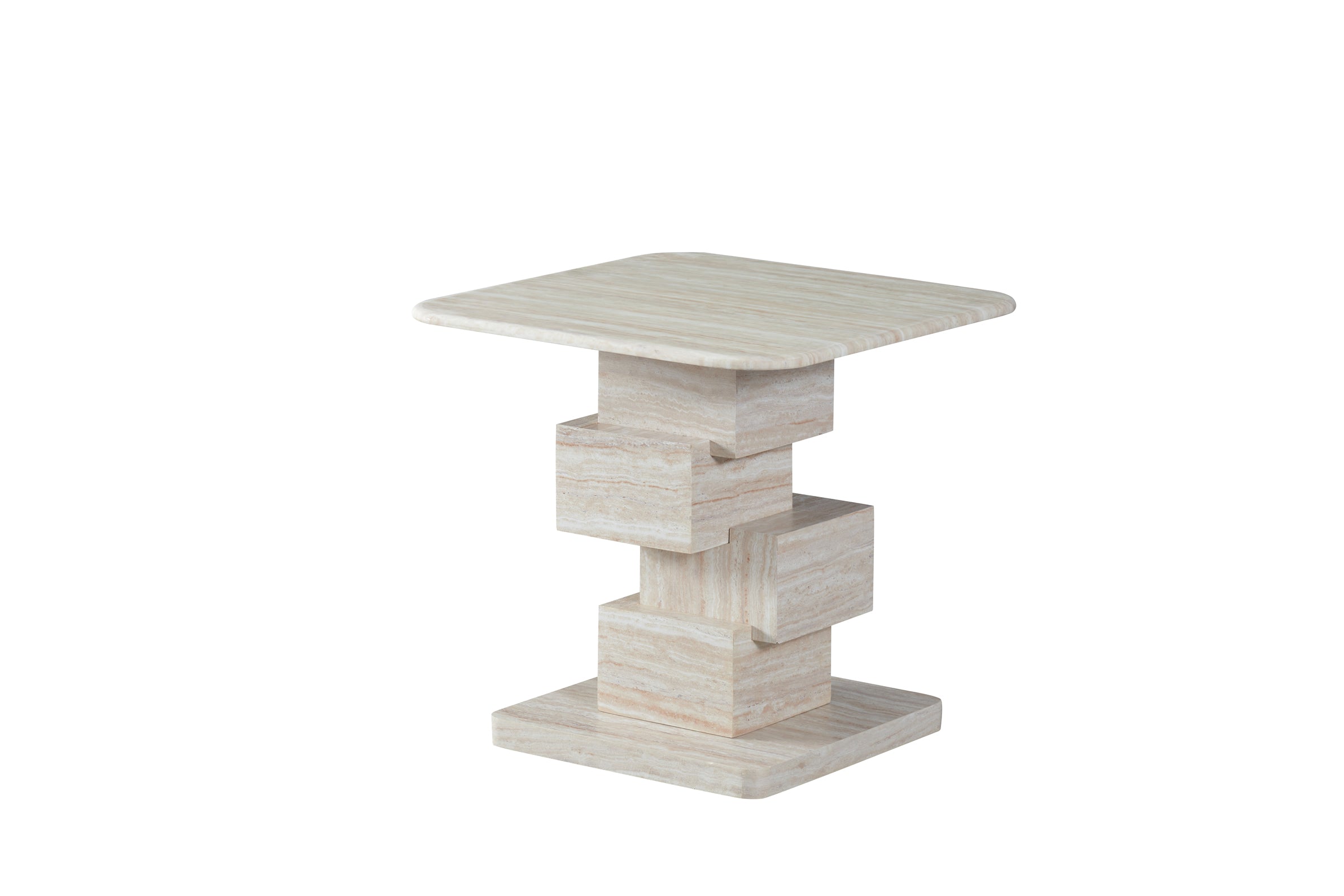 Eros Side Table Travertine - White
