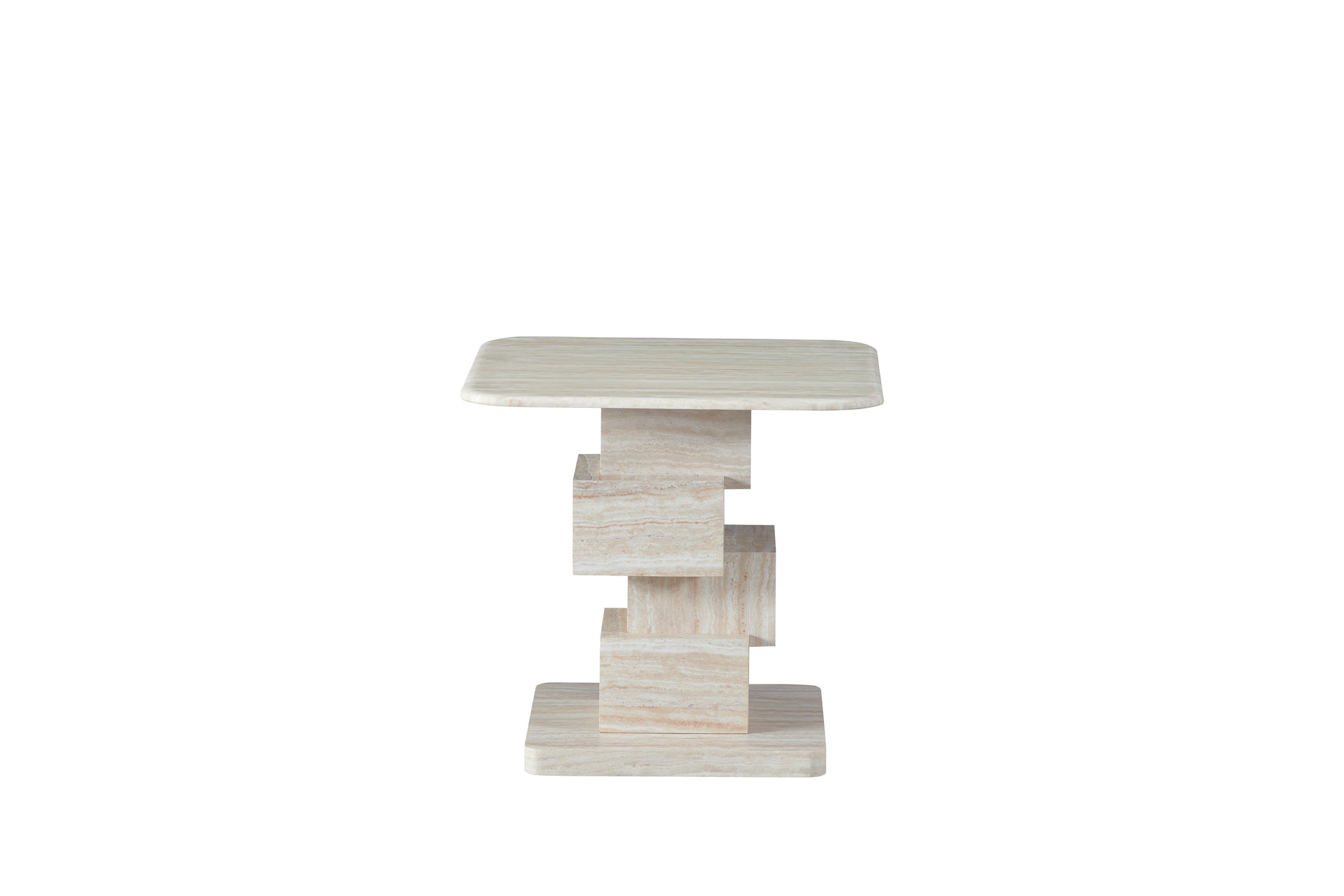 Eros Side Table Travertine - White