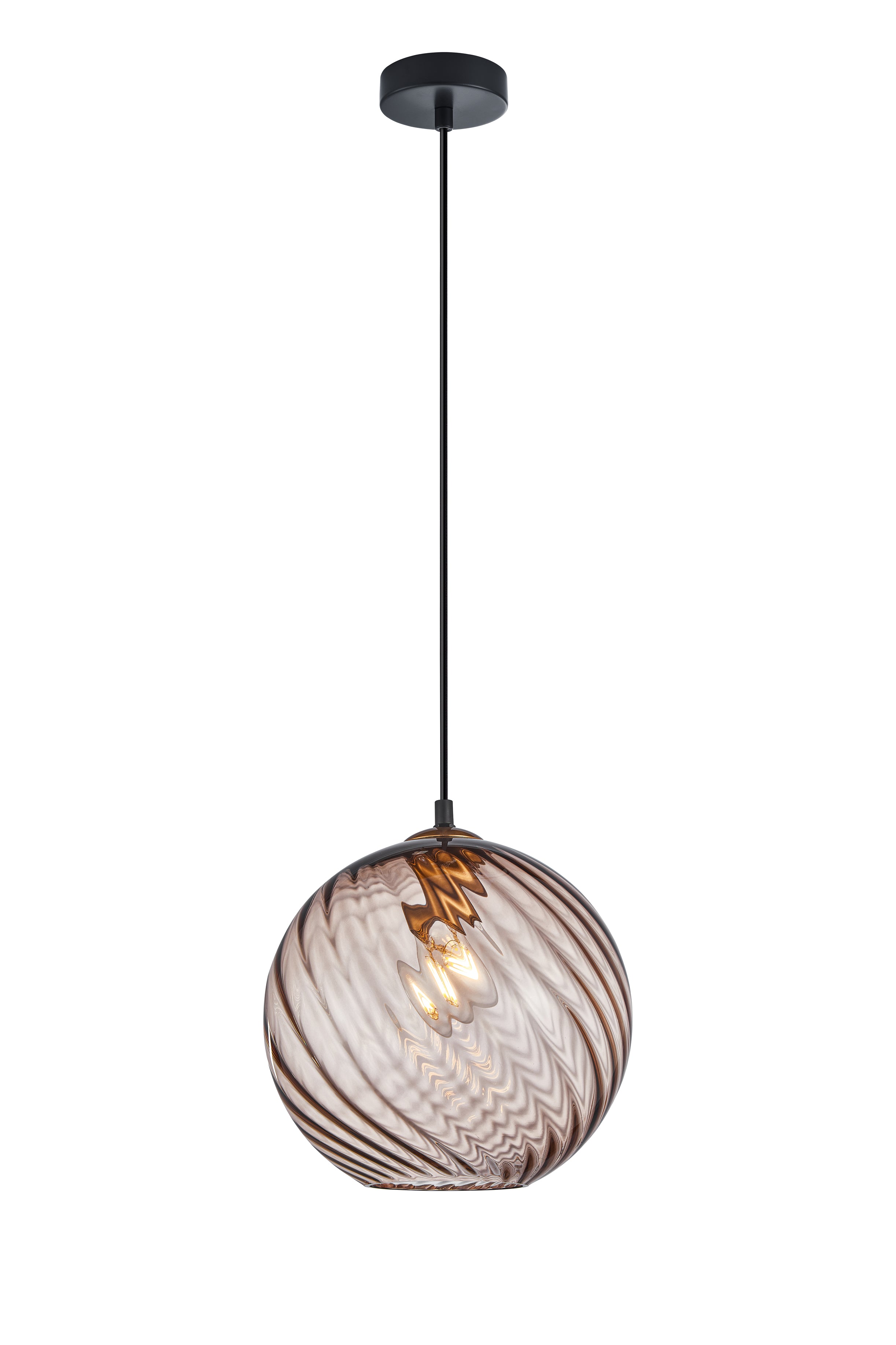 Pendant ES 72W Coffee Wine Glass Wavy Finish W/ Brass Highlight OD 250mm
