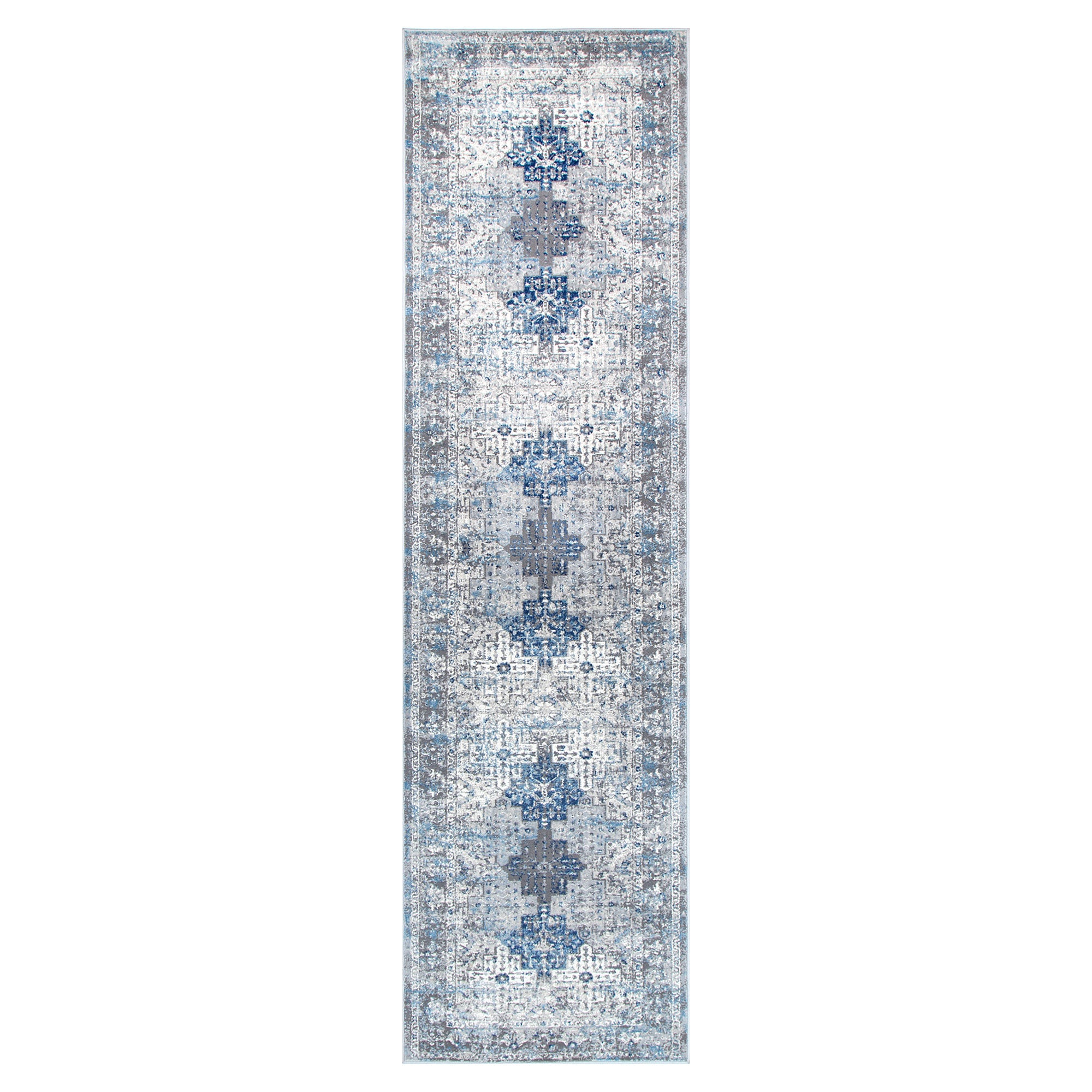 Amelia Navy Blue Oriental Rug 80x300cm