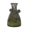 Double-Beaded Handmade Glass Vase in Green Smoke – 23cm