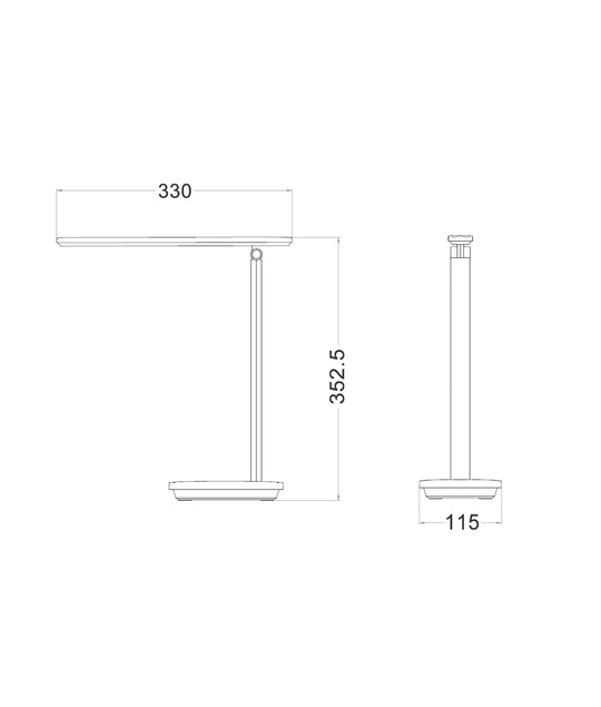 Table LED 5W Tri CCT White Rechargeable Flat H 353mm W/Flexible Neck