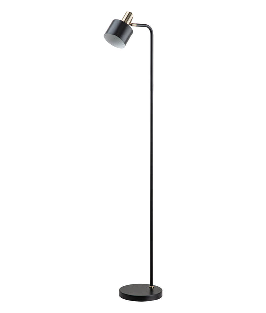 Floor ES Matt Black Cylinder W/Ant Brass Highlight OD 120mm (Shade) Adjustable Head